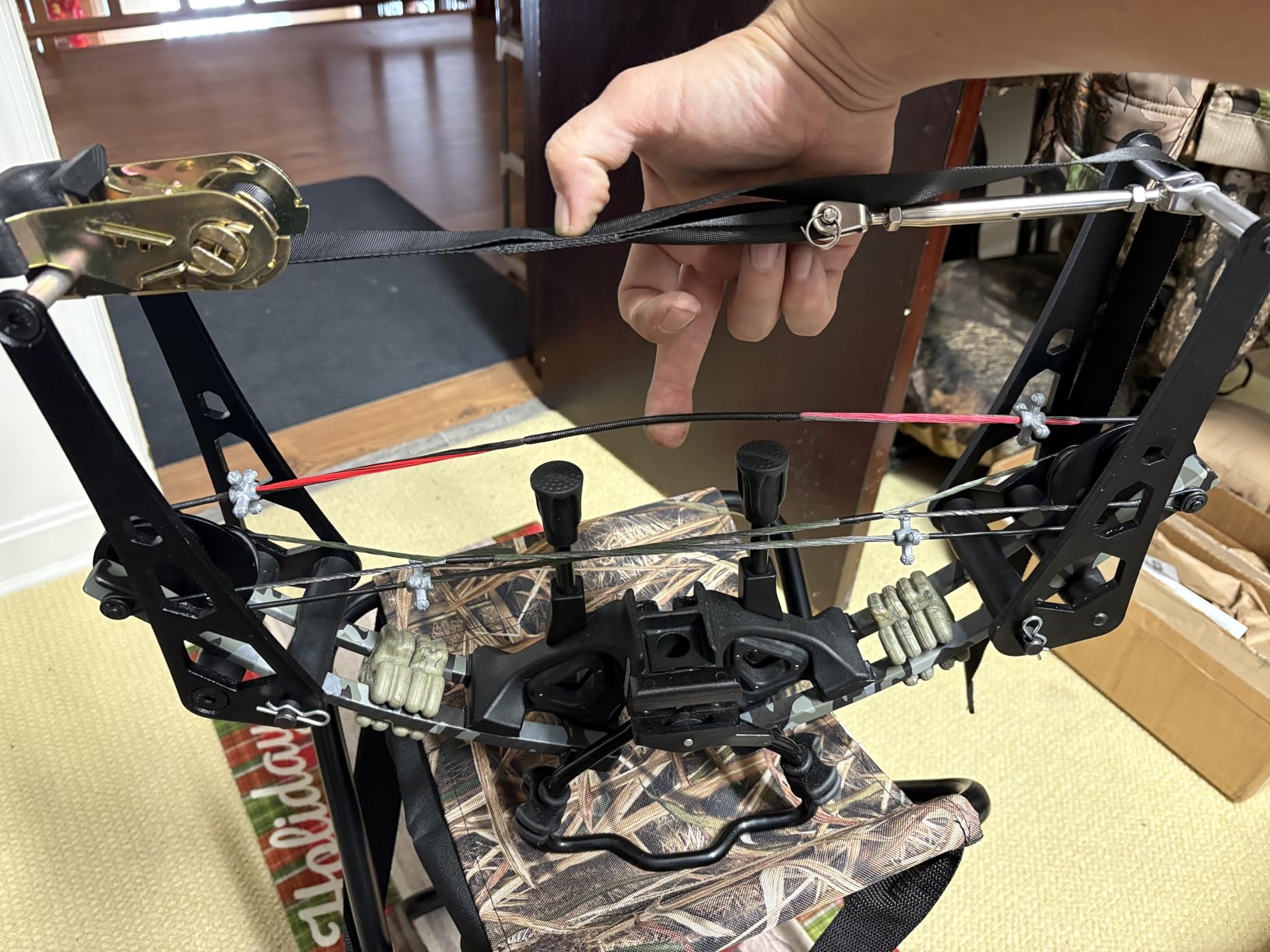 Archery Compound Bow Press, Aluminum Tool for Bowstring Replacement | Effortless limb compression, non-scratch pads, precise tension control, split & solid limb fit, field & workshop use customer photo 1