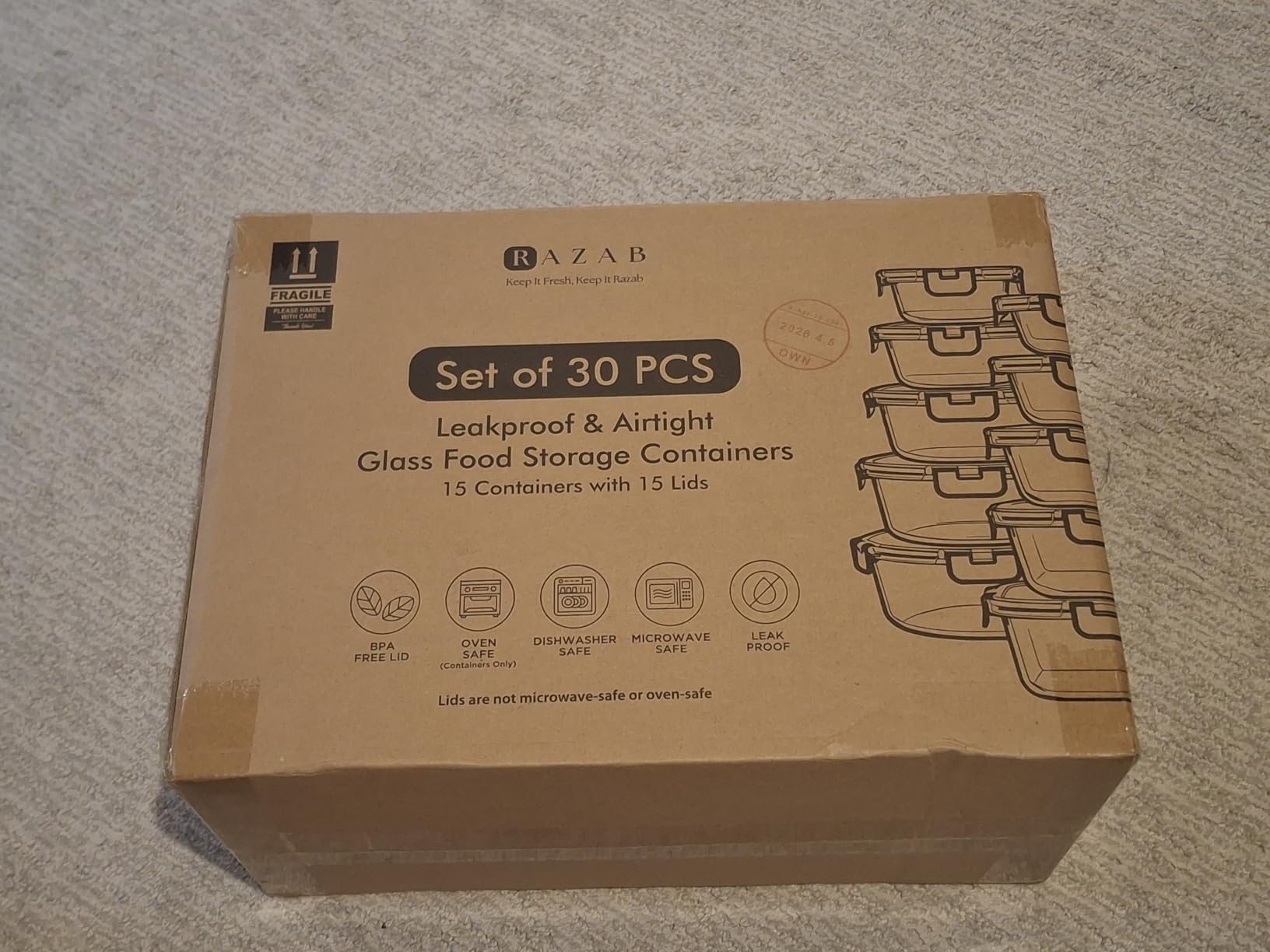Razab 30 PC Glass Food Storage Containers with Lids - Reusable Glass Meal Prep Containers for Lunch and Leftovers - Airtight & Leakproof Snap Locking Lids - Oven, Freezer, Microwave, Dishwasher Safe customer photo 2