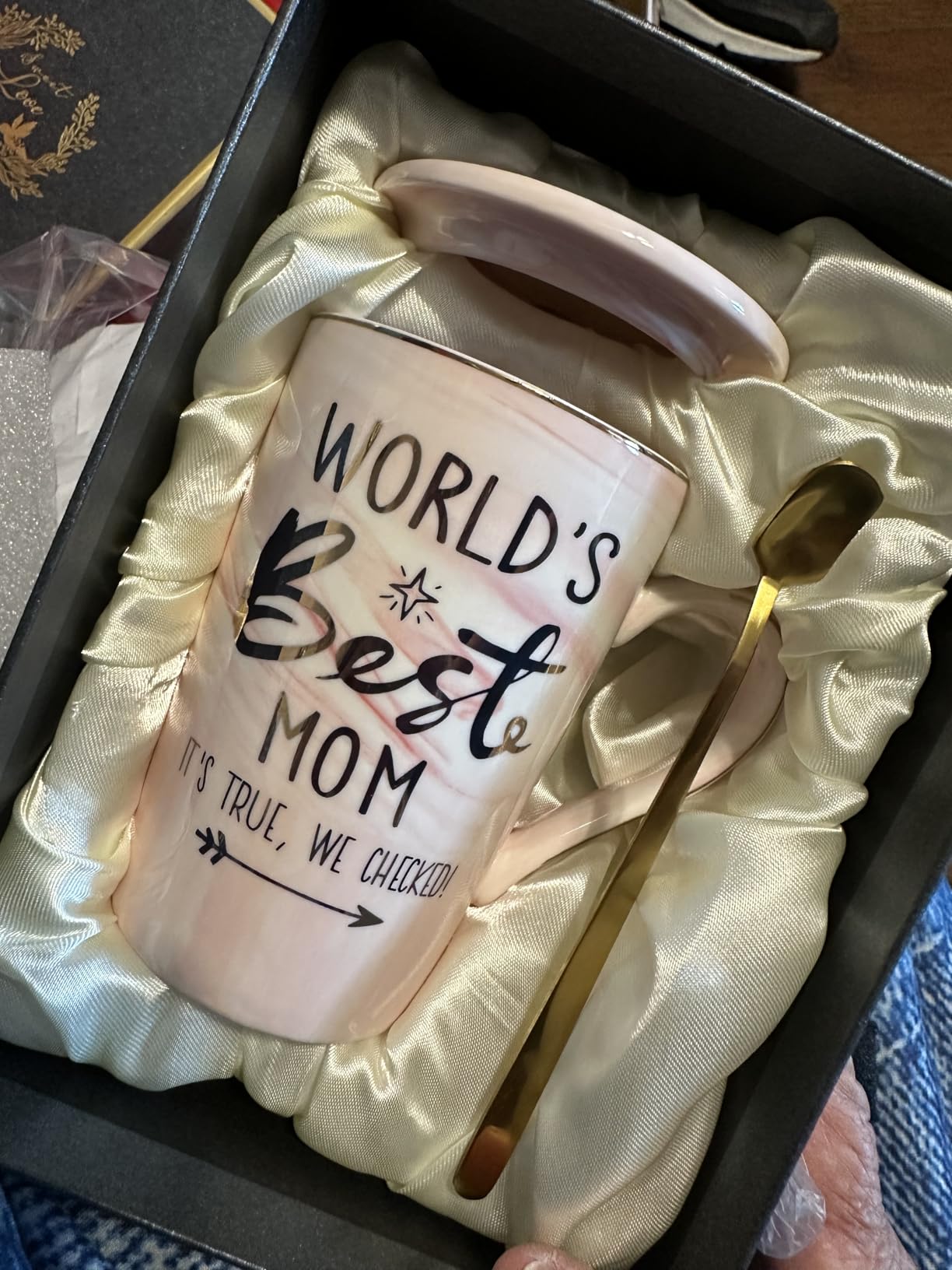 Graduation Gifts for Women Her 2026 - She Believed She Could So She Did Mug | Valentines Spiritual Motivational Congratulations Gifts, 14oz Pink Ceramic Marble Gold Print Coffee Cup, Nicely Boxed customer photo 2