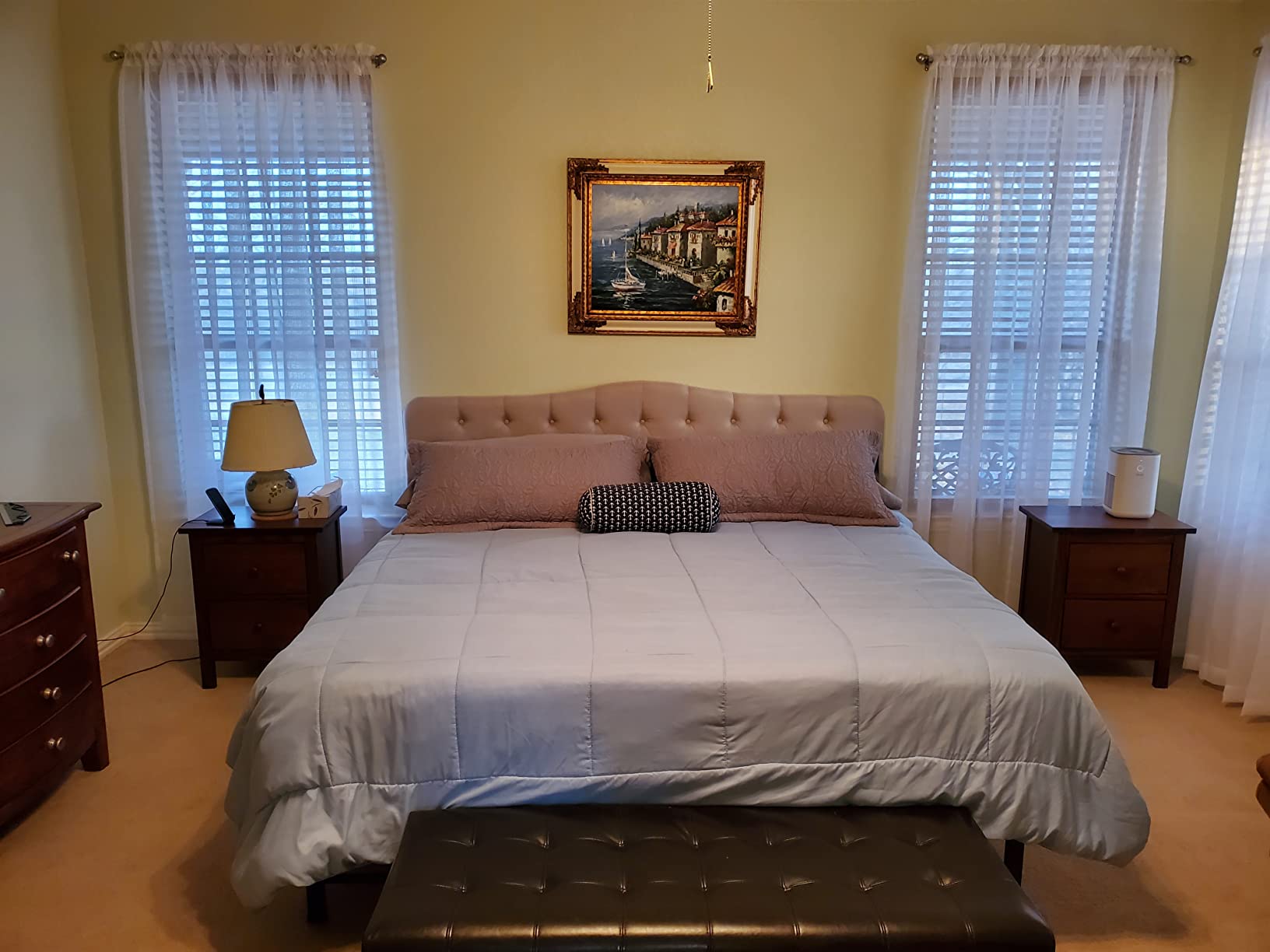 Rosevera Givanna Adjustable Height Headboard with Linen Upholstery and Button Tufting for Bedroom, King, Classic Beige customer photo 1