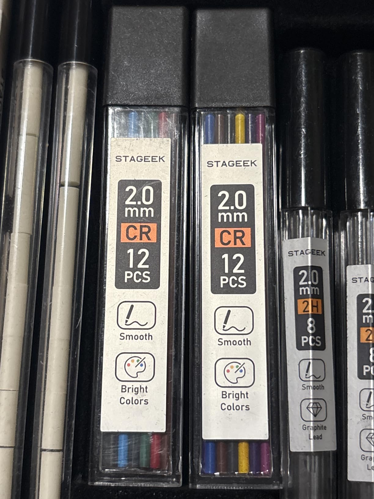 STAGEEK 37PCS Mechanical Pencil Set with Case, 0.3, 0.5, 0.7, 0.9 & 2PCS 2mm | Drawing Pencils with 492PCS Lead Refills (6B 4B 2B HB 2H 4H Color), Erasers, Sharpeners, Artist Pencil for Sketching Drafting customer photo 2