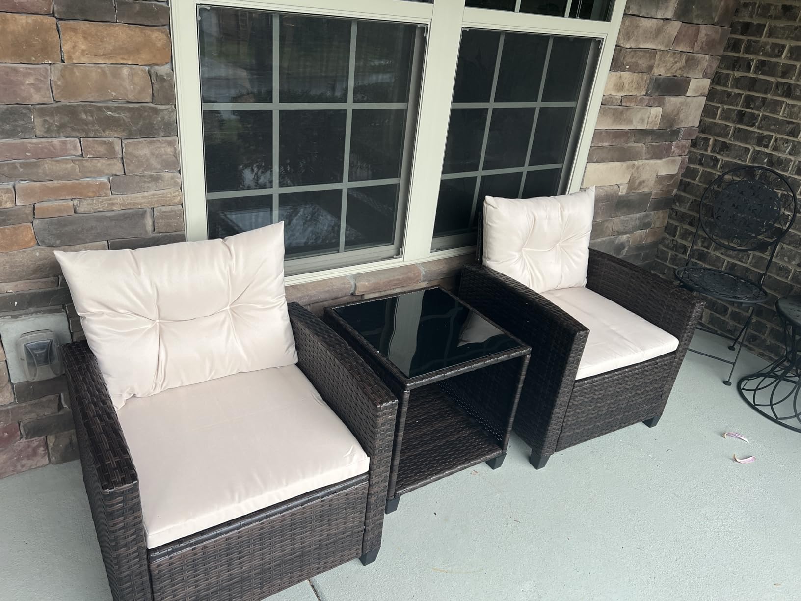 Devoko 3 Pieces Patio Furniture Set, PE Rattan Wicker Patio Set with Two Outdoor Chairs and Table, Upgraded Patio Chairs and Table for Porch, Garden Poolside Balcony customer photo 1