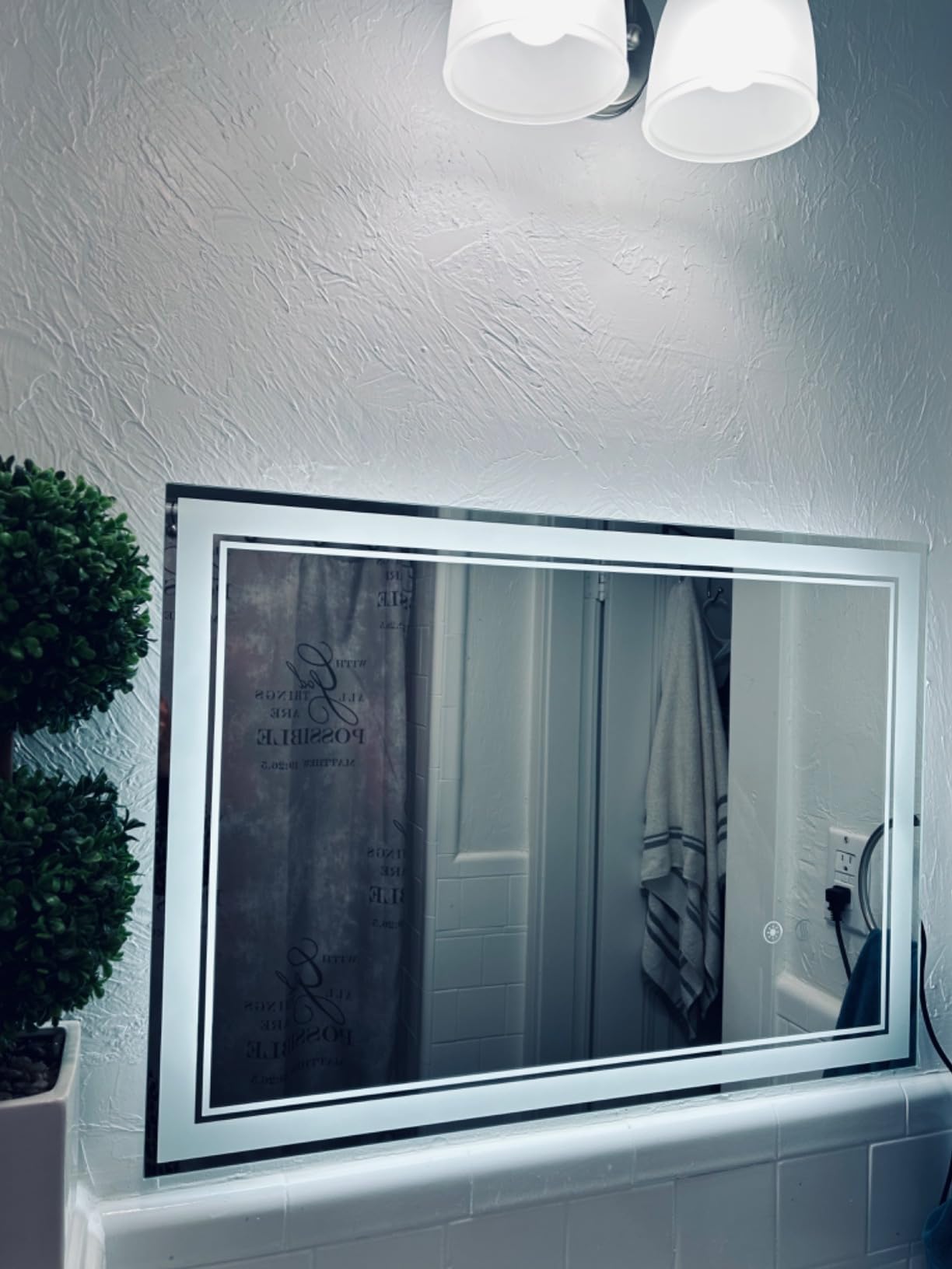 24 x 32'' LED Mirror for Bathroom, Anti-Fog, Bathroom Vanity Mirror | Dimmable 3 Colors, Bathroom Mirror with Lights, Memory Function, Switch/Plug in Wall Mounted, Home Decor Horizontal/Vertical customer photo 1