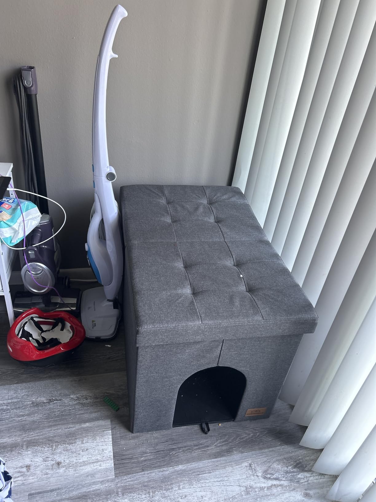 Zerbuger Cat Litter Box Enclosure Furniture for Odor Control | Hidden Cabinet Cats Litter Ottoman With Flip-Up Lid, Cat Litter Box Bench With Storage Space, Dog Proof (Grey, X-Large) customer photo 1