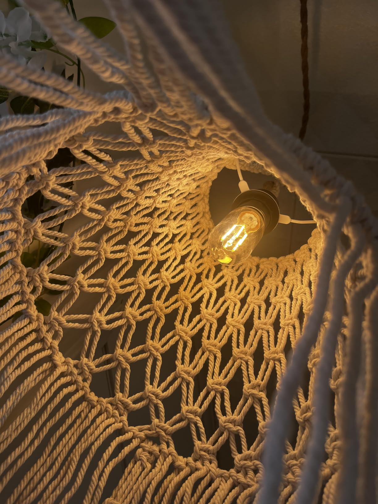 QIYIZM Plug in Pendant Light Hanging Lights with Plug in Cord Hanging Lamp Boho Rattan Dimmable Wicker Bamboo Woven Shade Hemp Rope Ceiling Light Fixture for Living Room Bedroom Kitchen customer photo 1
