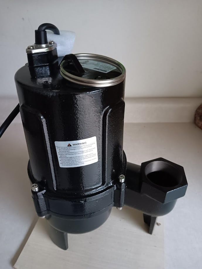 WASSERMANN 3/4 HP Sewage Pump 2 inch Discharge with Auto Float Switch, 115V 7200 GPH Cast Iron Submersible Sewage Pump, Sump Pump for Basement Sump Basin Sewer Well 2
