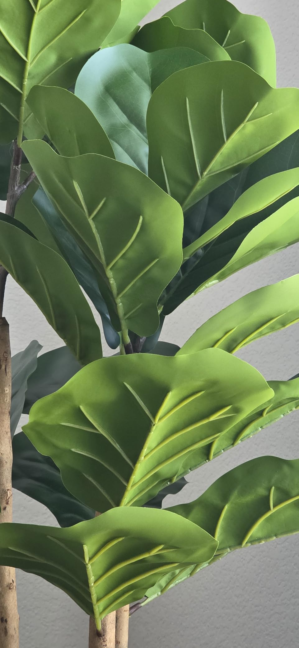 Artificial Fiddle Leaf Fig Tree with White Planter, 5ft Tall Fake Tree with Natural Wood Trunk for Home Decor, Faux Ficus Tree Fake Moss for Indoor Office Living Room customer photo 2