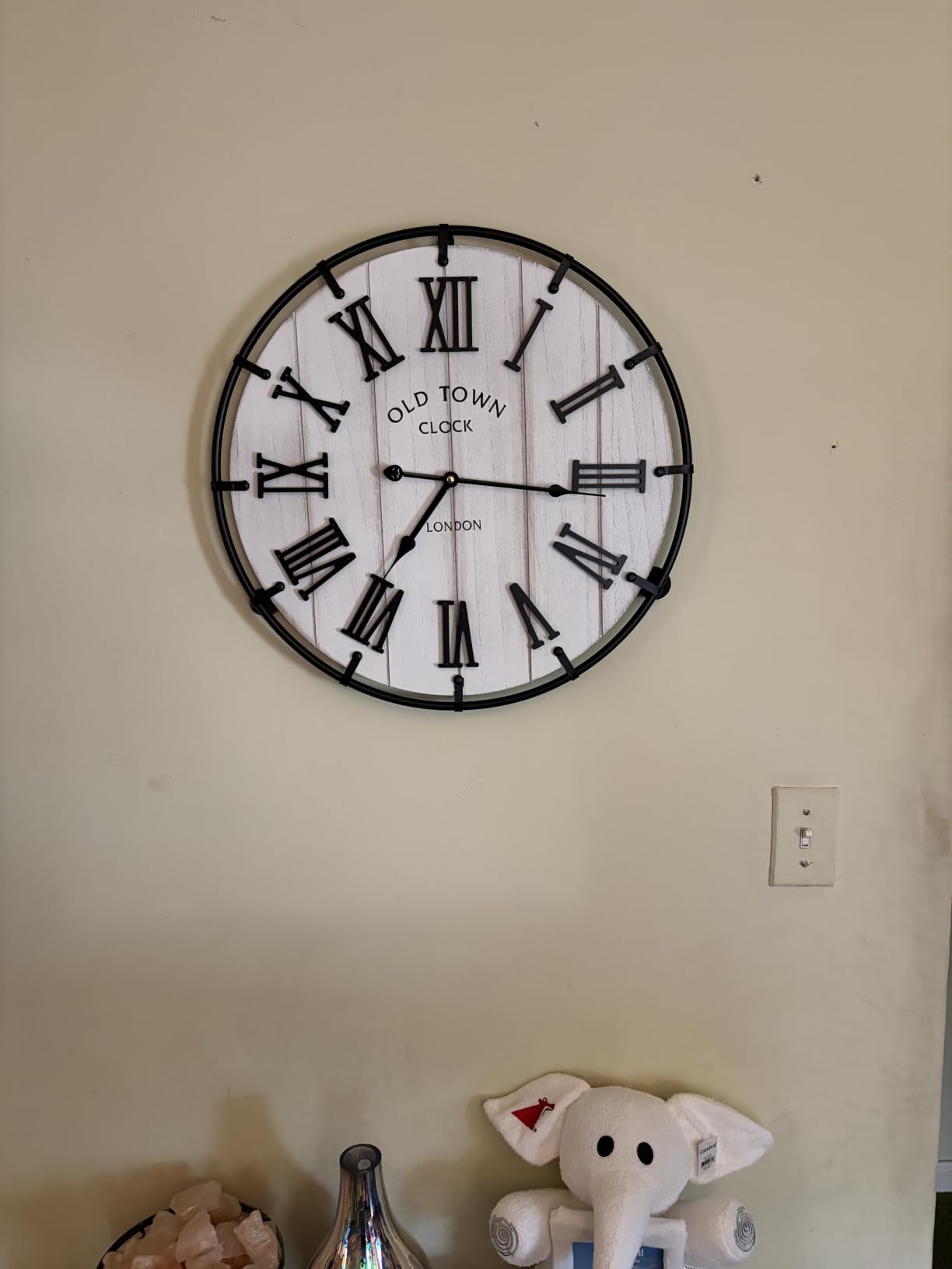 EMAX HOME 30 Inch Extra Large Wall Clock - Farmhouse Rustic Wood & Metal Design Silent Non-Ticking Battery Operated Decorative Oversized Clock for Living Room, Kitchen, Office & Bedroom customer photo 1
