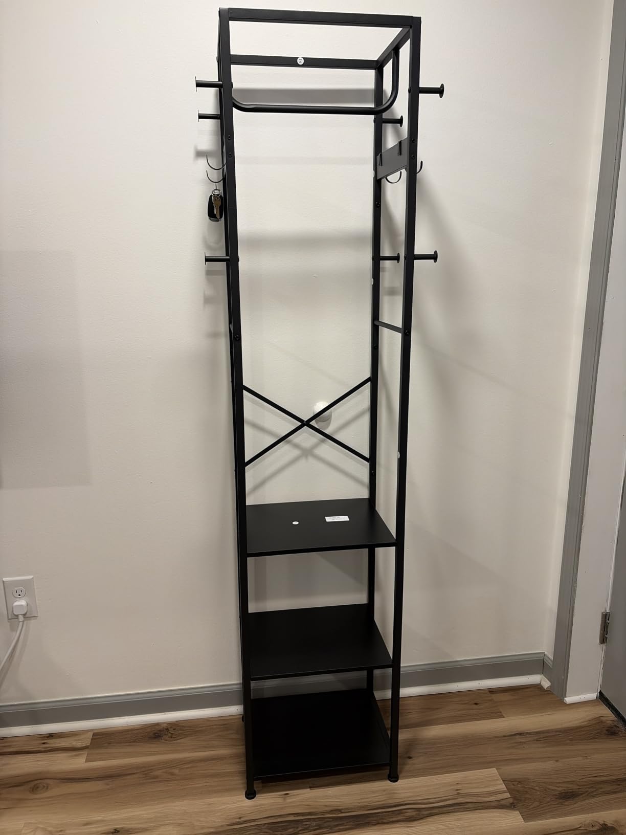 ELYKEN Coat Rack Freestanding, Hall Tree with 3 Storage Shelves and 12 Hooks, Industrial Clothes Rack Stand Organizer for Bedroom, Hallway, Entryway, Office, Living Room, Rustic Brown customer photo 2