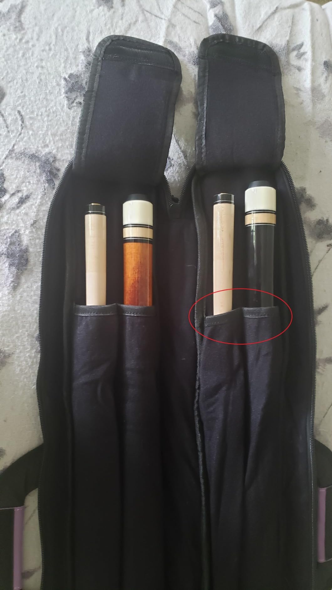 PEKREWS Pool Cue Case, Pool Stick Case 2x2 with 2 Accessories Pockets | Sturdy Pool Cue Carrying Bag, Shoulder Strap and Handle, Soft Billiard Stick Holder, Sling Bag for Men and Women customer photo 1