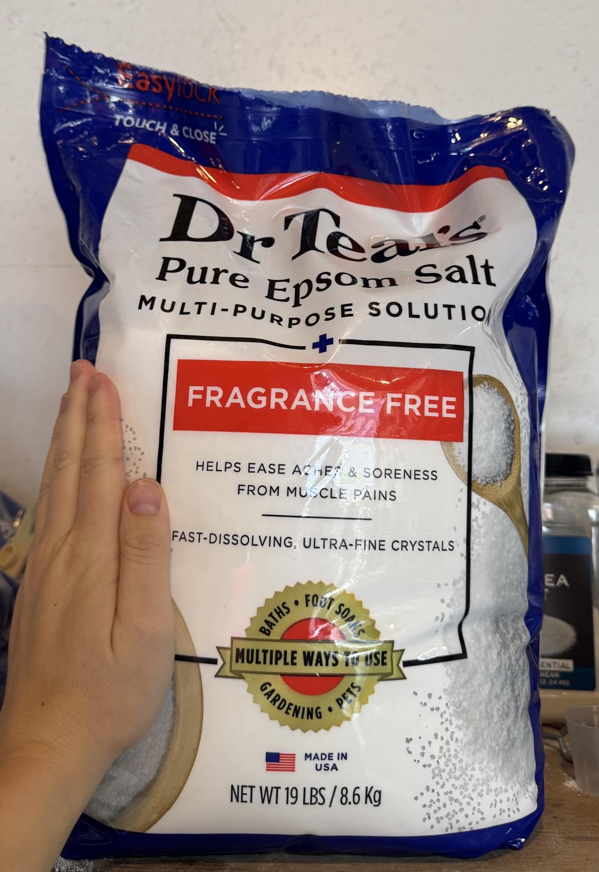 Dr Teal's Pure Epsom Salt Multipurpose Solution, Fragrance Free, Bulk Size - 19 lbs customer photo 2