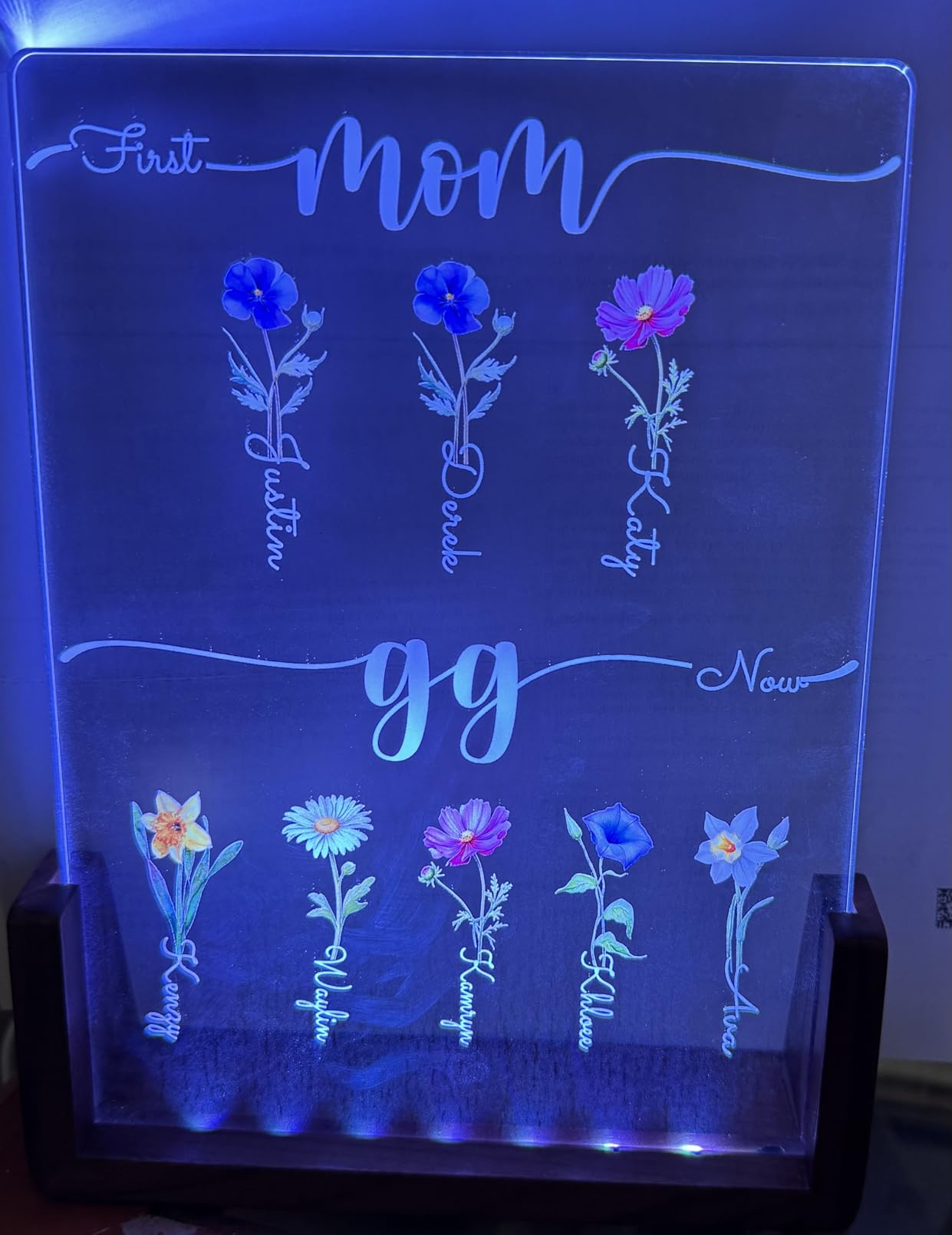 LUCKOR Custom Birth Month Flower with Names, Mothers Day Gift for Mom | Personalized birth month flowers with names, family keepsake for Mother's Day, birthday, mom, grandma, daughter or son customer photo 2