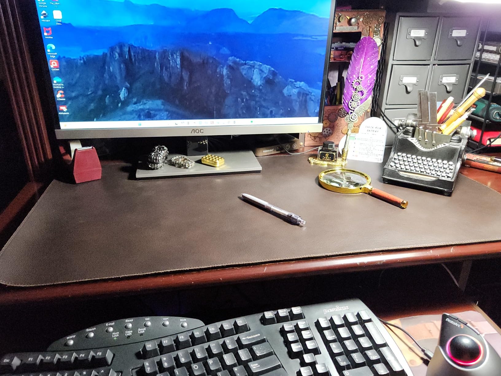 YSAGi Genuine Leather Desk Mat, 35.4