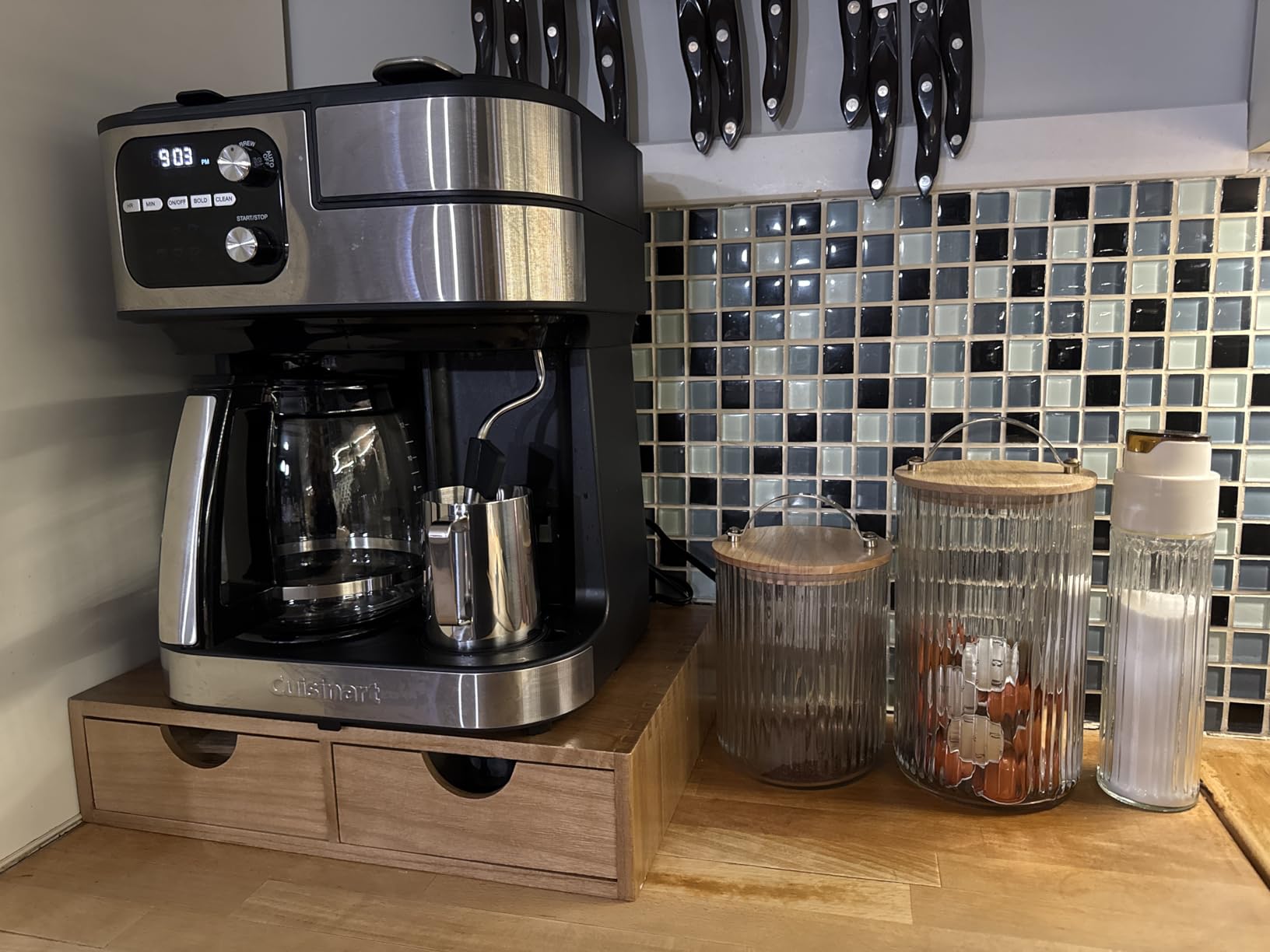 Wooden K Cup Organizer Coffee Pod Storage Box, Coffee Pods and Tea Organizer Holder, K Pod Drawer Coffee Maker Machine Stand, Organizador De Cafe, Kcup Drawer Organizer Under Brewer, 30 Pod Capacity customer photo 2