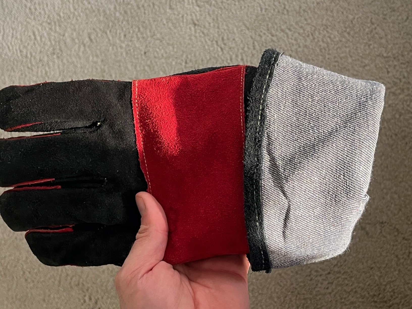 TICONN Welding Gloves, 16 IN L/XL/XXL 1000°F Heat-Resistant Fireproof Leather Gloves for Welders, Stick, Forge, Mig, Tig, BBQ customer photo 1