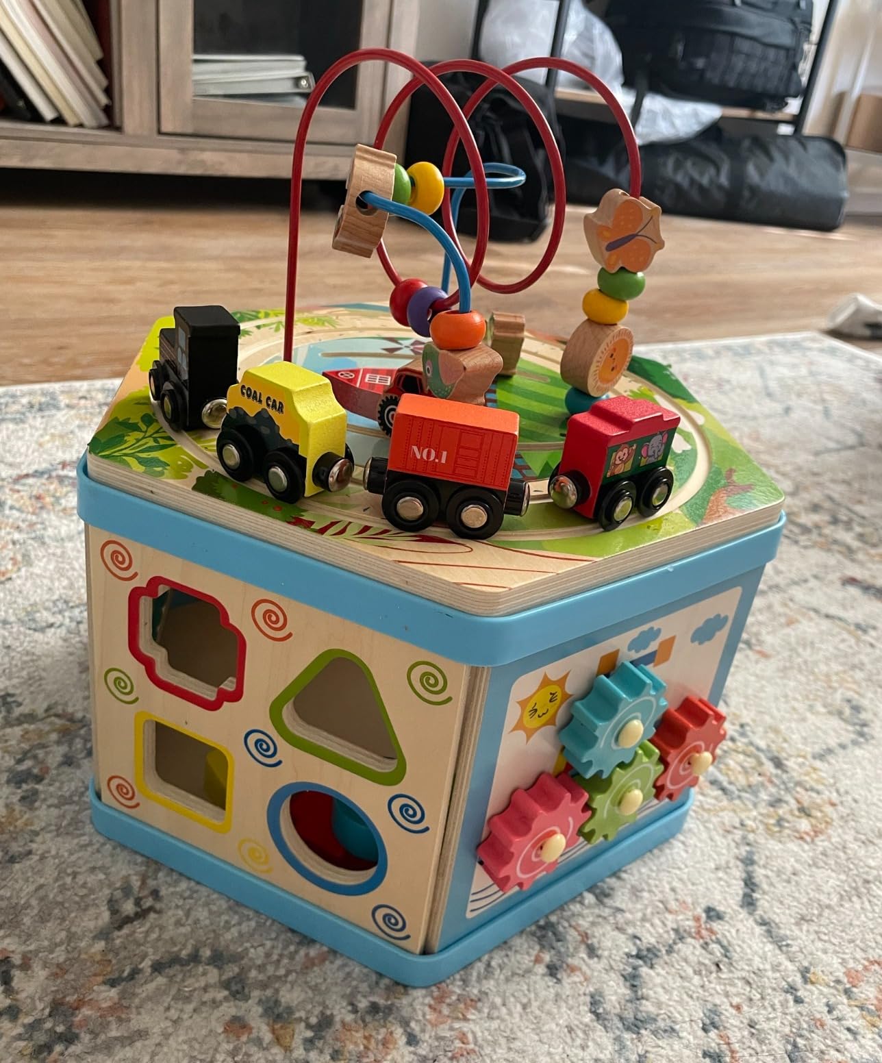 Wooden Activity Cube 9-in-1 Montessori Toys for 1+ Year Old Boys Girls Educational Learning Toys for Toddlers Age 1-2 One Year Old First Birthday Gift Bead Maze Magnetic Trains Track Shape Sorter customer photo 2