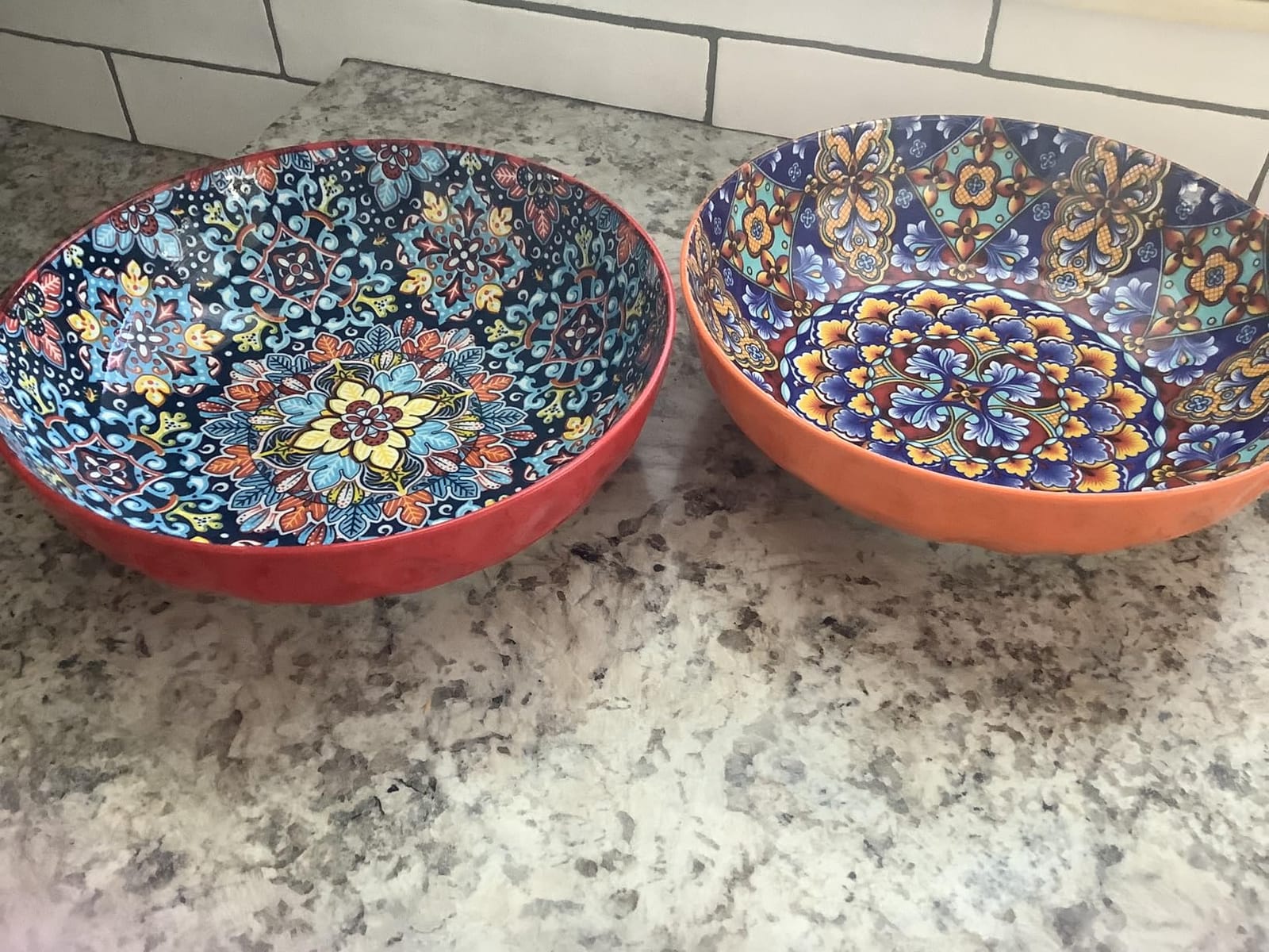 vancasso Large Serving Bowls, 78 Oz Salad Bowls Set of 2, Serving Dishes-Red | Bohemian Decorative Bowls for Salad, Fruit, Pasta and Dinner, Serving Dishes Set for Party, Dishwasher & Microwave Safe customer photo 2