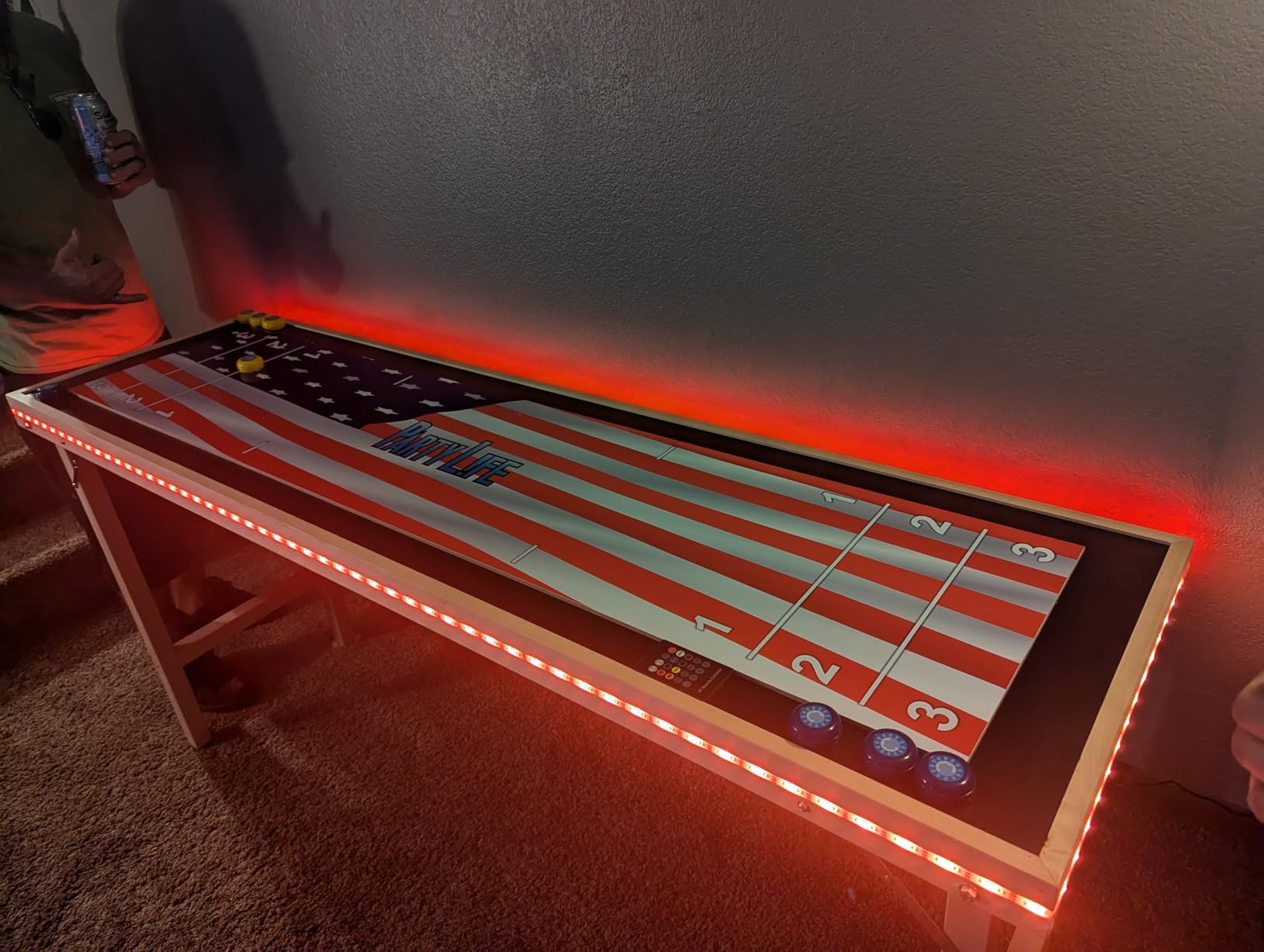 6-Foot Premium Shuffleboard Table w/Folding Legs, Pucks, and Optional LED Lights - Awesome Graphics - Choose Your Model customer photo 1