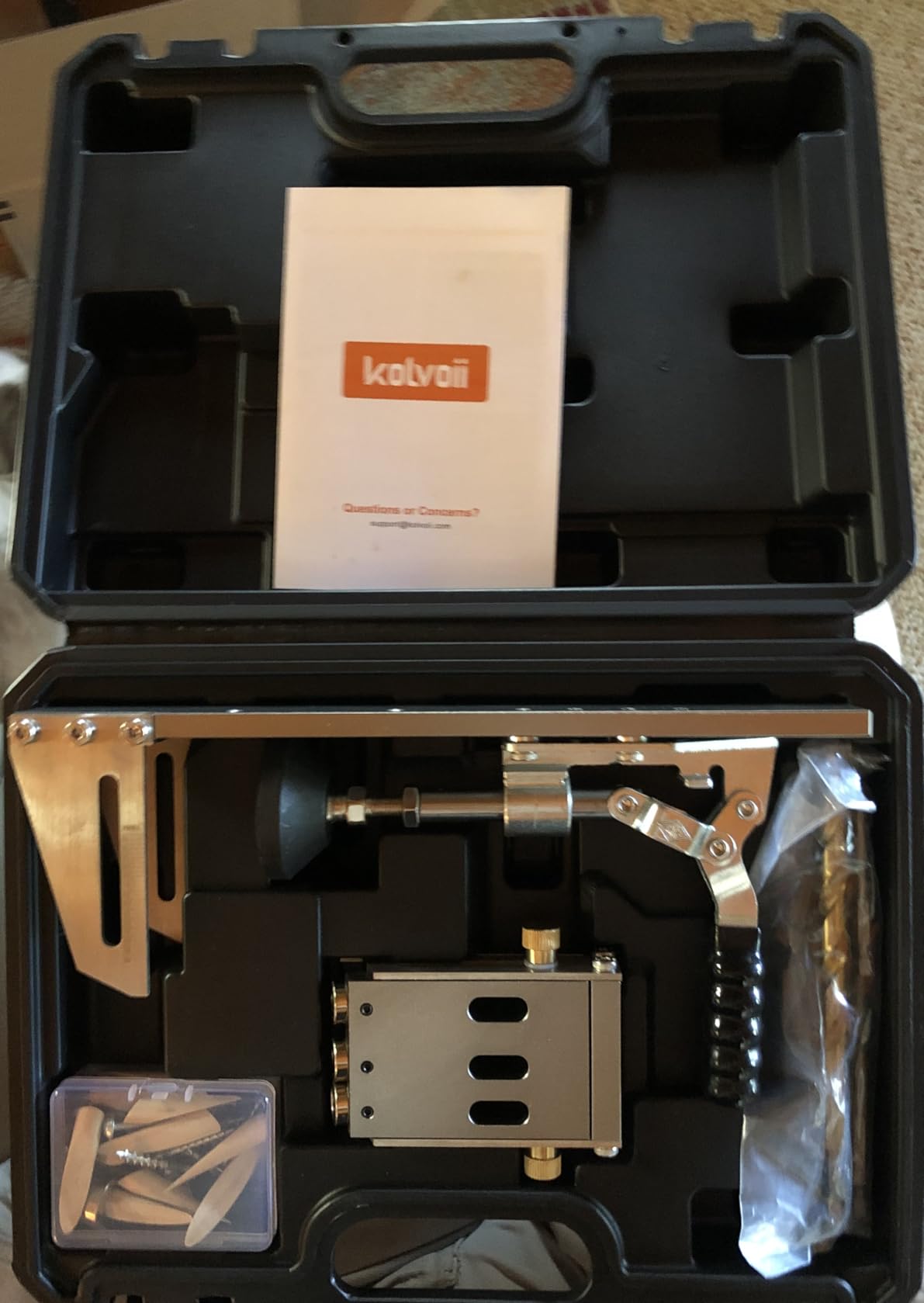 Kolvoii Pocket Hole Jig Kit, Adjustable Drill Guide, 1/2 to 3-1/8 in | Steel-aluminum jig; CNC-machined guide; HSS drill bits; Carrying case; Accurate pocket hole joints customer photo 1