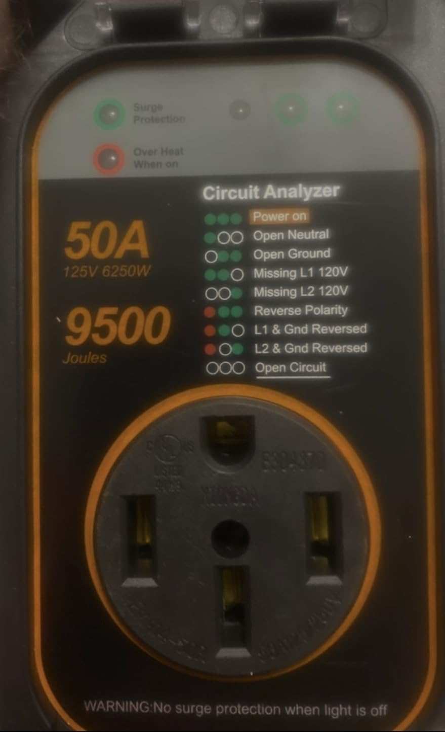 GEARGO RV Surge Protectors 50 Amp, 15000 Joules RV Circuit Analyzer, IP68 Surge Voltage Protection, RV Adapter Plug for Camper (Orange) customer photo 1