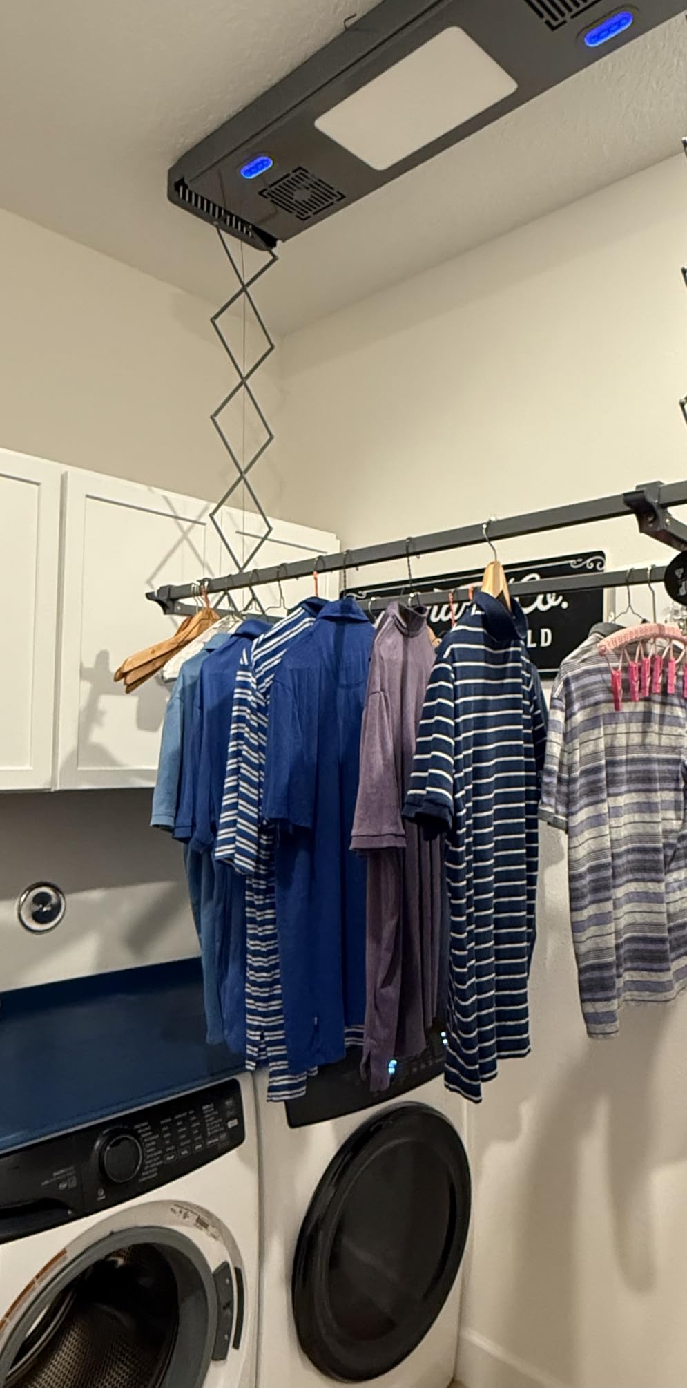 Electric Ceiling Clothes Drying Rack, with Drying/Remote 110V-120V | Light 24W, Ceiling Clothesline with Built-in Timer Heater, for Laundrys/Indoors/Garage/Small Space customer photo 2