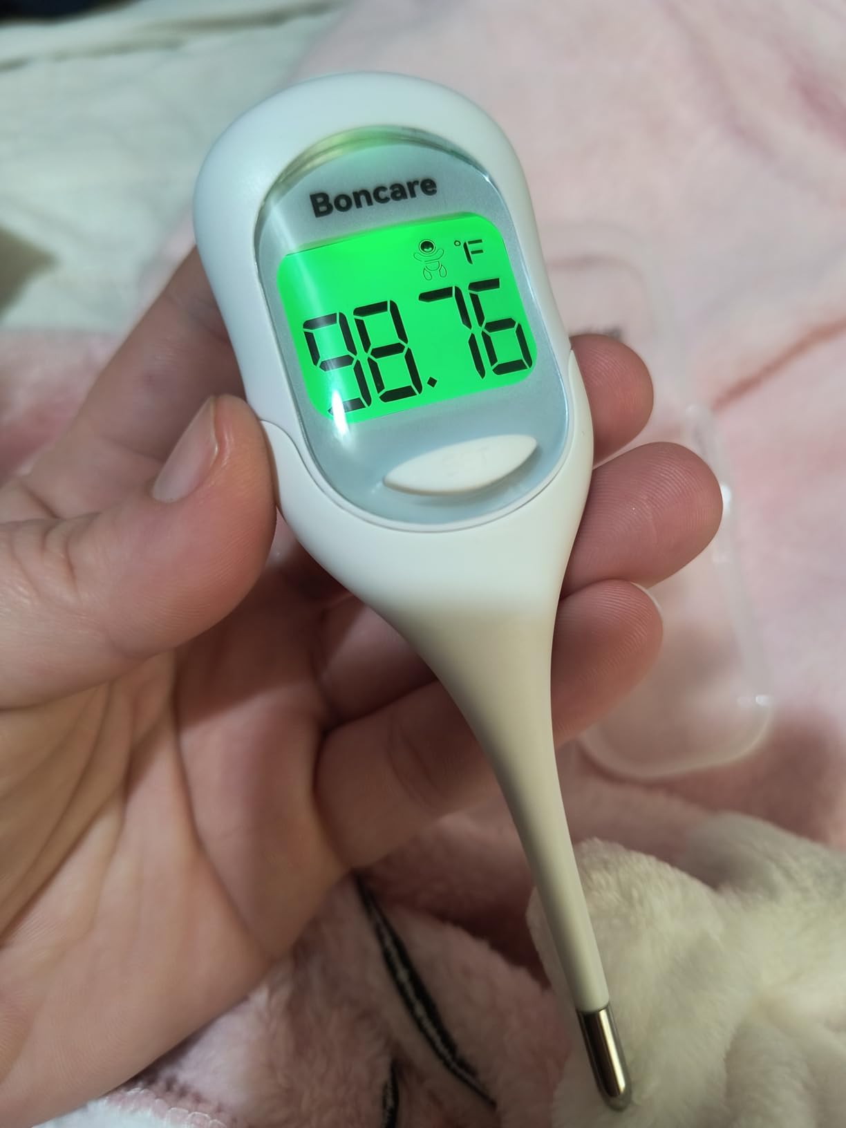 Boncare 9 Seconds Basal Body Thermometer for Ovulation (Rice-White) | Oral Thermometer for Adults and Kids - Accurate Rectal Thermometer, with Fever Alarm and Large Display customer photo 1