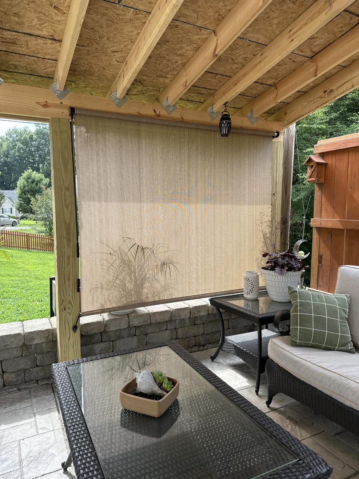 Shade&Beyond Outdoor Roller Shades with Splicing Design, 8' W x 8' H Cordless Patio Roll Up Blinds, Exterior Shade Cloth Roll for Porch, Gazebo, Pergola, Balcony, Gray customer photo 2