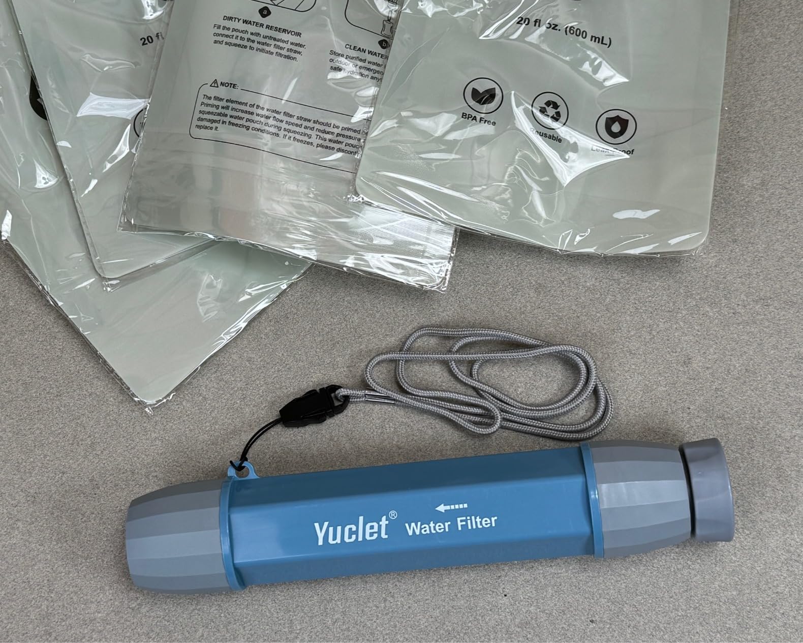 Yuclet Gravity Water Filter System w/ 2-Gal Bag & 0.1-Micron Filter Straw | Gravity-Fed Water Filtration System Water Purifier Survival for Camping, Backpacking, Hiking & Emergency Preparedness customer photo 1