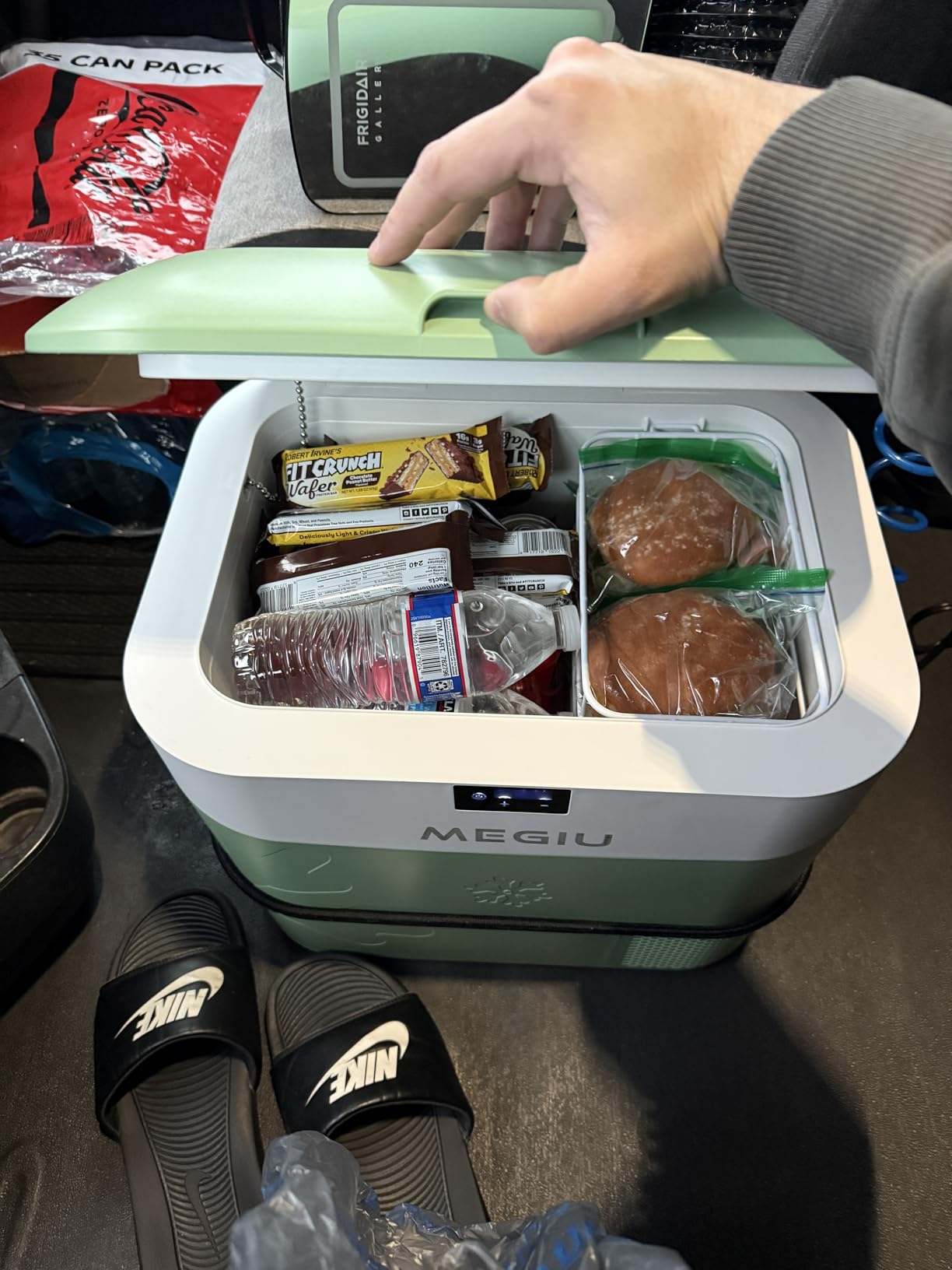 Megiu Car Fridge Portable 12V Refrigerator 23QT Freezer Compressor Cooler | No Ice Needed, Low Noise ≤39, 0℉~50℉, Compact Size, 12V/24V DC, 100～240V AC, Use as Fridge or Freezer, Green customer photo 2