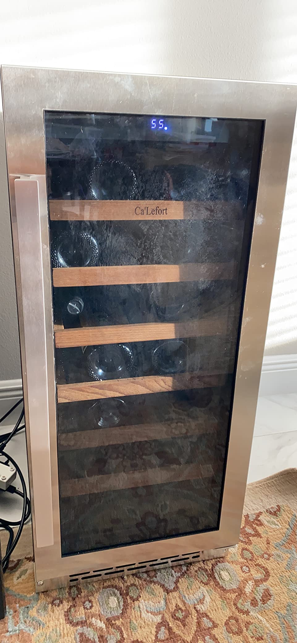 Ca'Lefort 24 Inch Wine Fridge, 61-Bottle Wine Cooler Refrigerator, 40-65°F Control, Adjustable Shelves, Glass Door & 3-Color LED, Automatic Defrost, Built-In or Under Counter for Home Bar customer photo 2