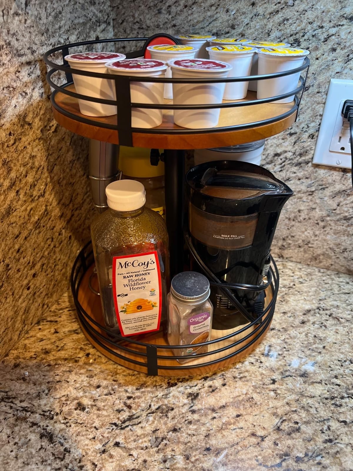 Lazy Susan Turntable Organizer Adjustable - 2 Tier Wood Rotating Spice Rack 12 Inch Lazy Susan for Kitchen Countertop Cabinet Pantry Cupboard Dining Table Bathroom Coffee Bar Home Storage customer photo 1