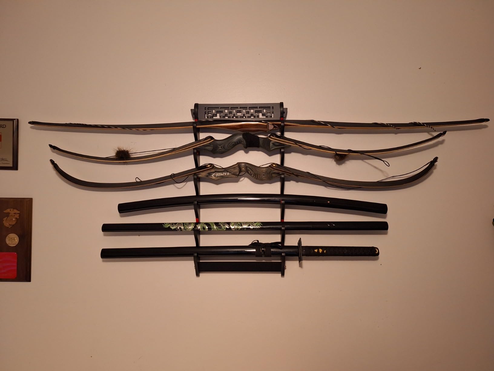 Sword Holder Wall Mount Velvet Padded Samurai Sword Stand Display Katana Wakizashi Tanto Wall Hanger Sword Rack (10-Tier) customer photo 1