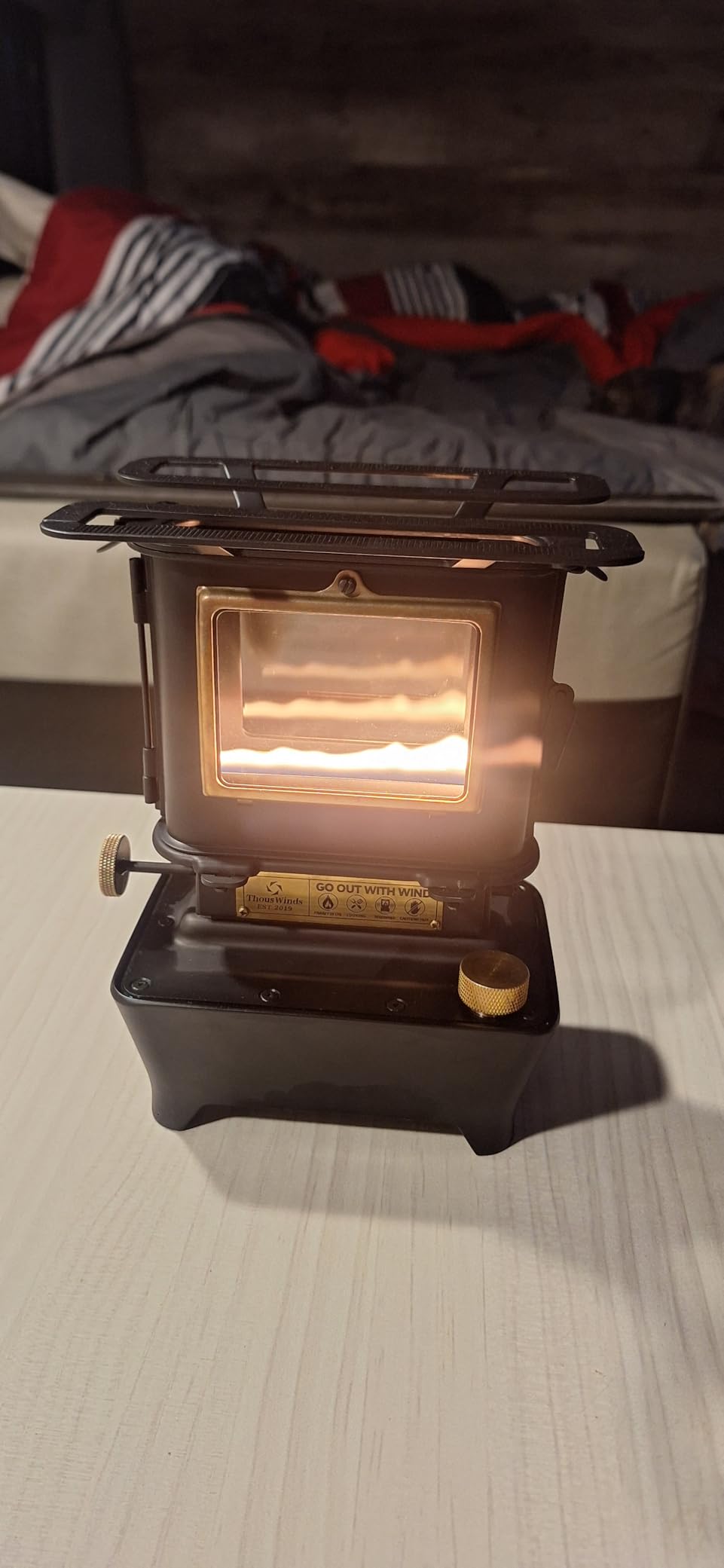 Thous Winds Camping Oil Lantern, Fuel Lamp for Outdoor Lighting Portable Stove for Cooking Warming, Black customer photo 2
