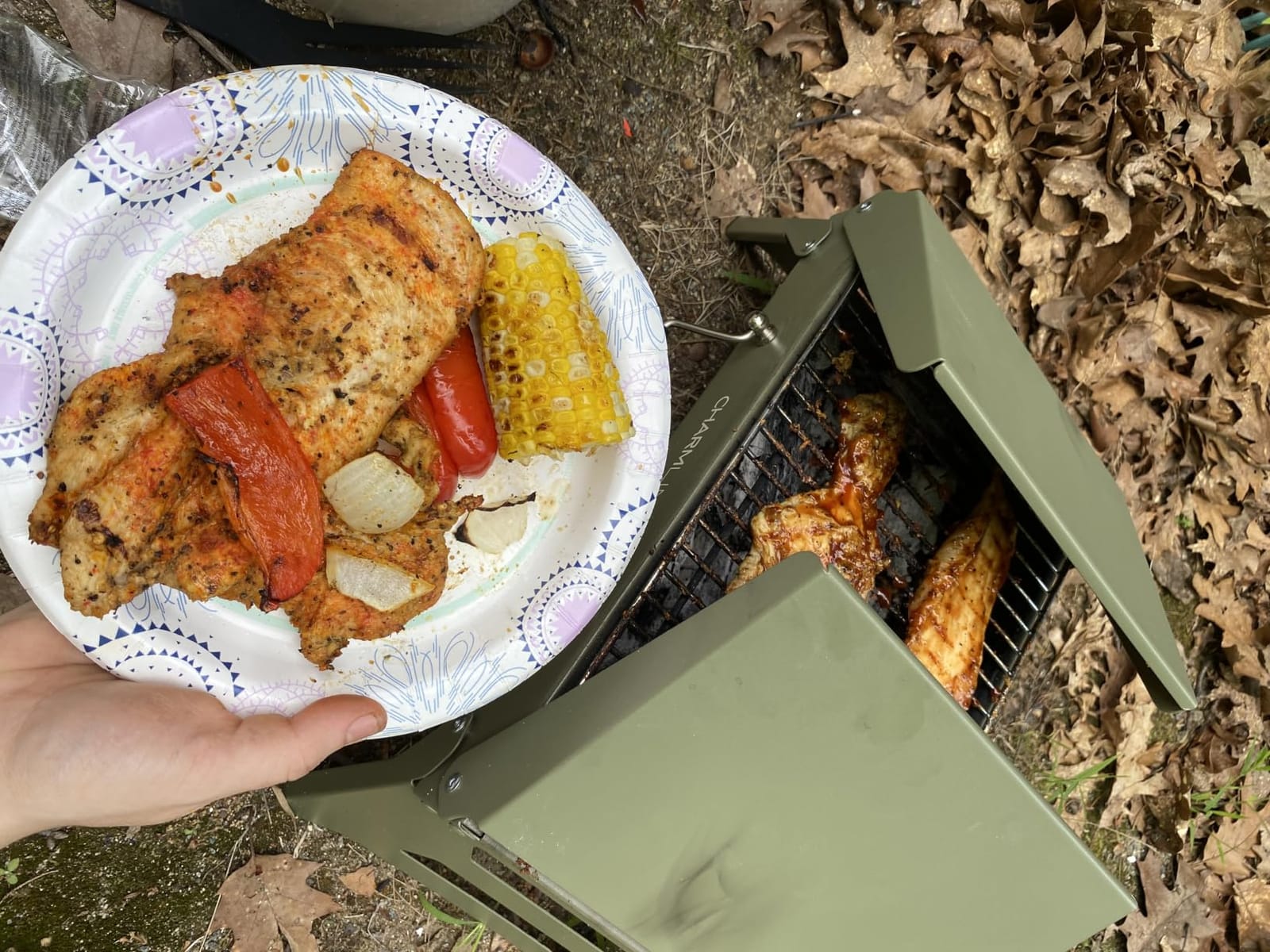 Charmline 14 x 9 inches Small Portable Charcoal BBQ Grill, Foldable Compact Camping Barbecue for 1-3 People, Ideal for Camping, Tailgating, Beach, Picnic & Tabletop Use, Green customer photo 2