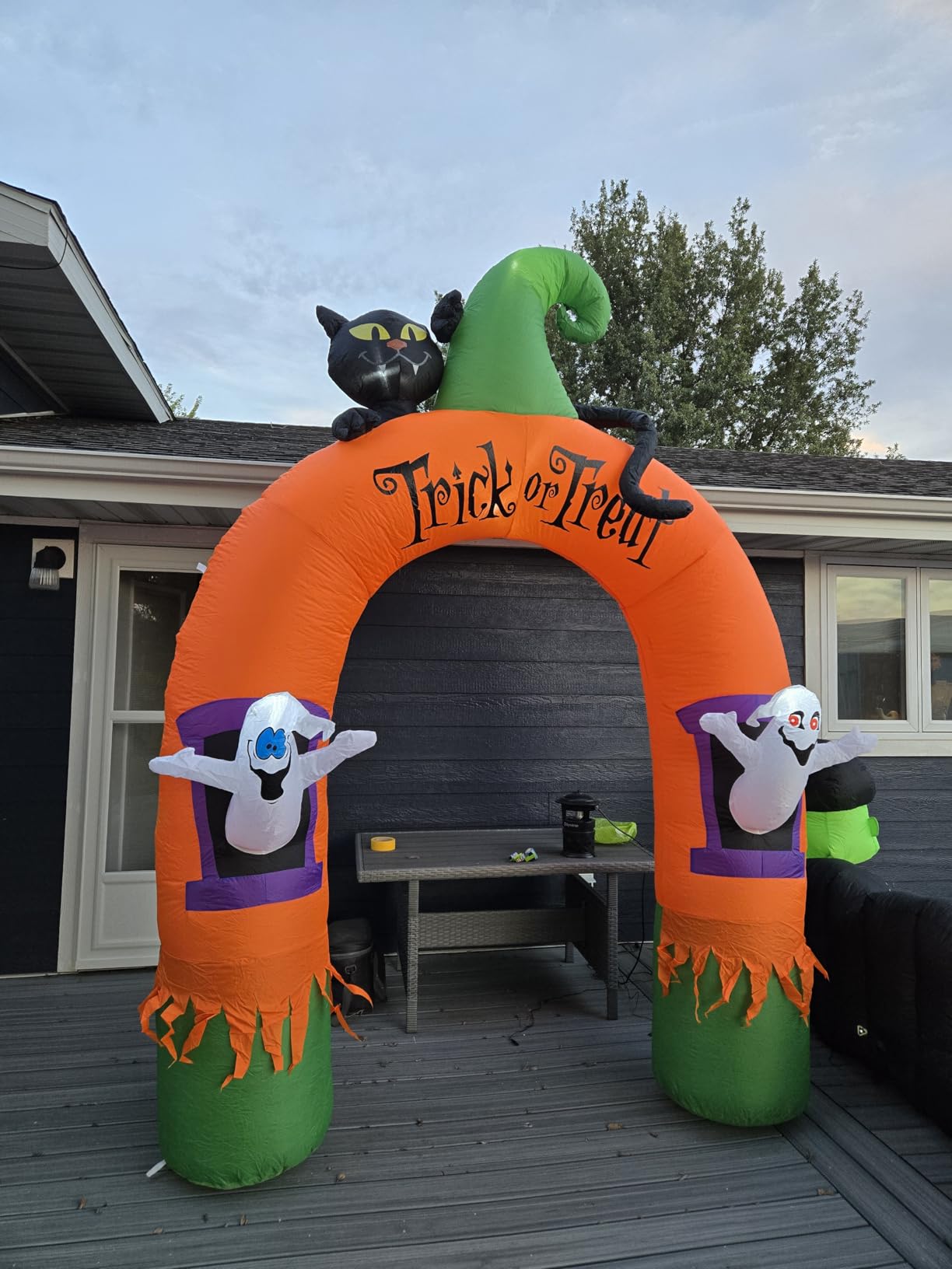 Dawdix 10FT Large Halloween Inflatable Archway Decoration, Halloween Blow Up Lighted Archway with Ghost & Black Cat & Cornucopia, Trick & Treat Yard Garden Patio Lawn Outside Decor customer photo 1