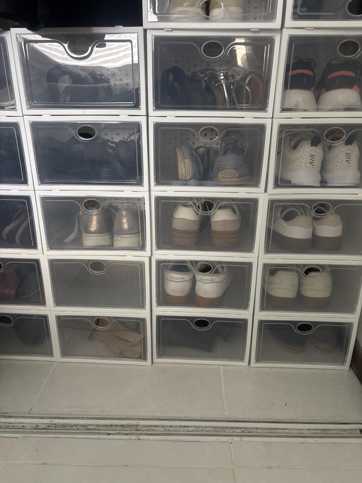 Pinkpum 15 Pack X-Large Shoe Storage Boxes, Clear Stackable Shoe Organizer, Fit US Size 11 customer photo 2