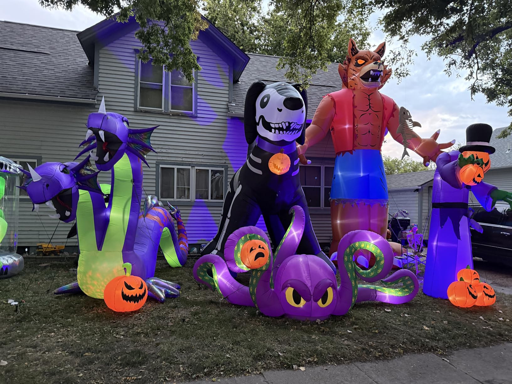 13Ft Halloween Inflatables Giant Octopus Black Sticky Pumpkin LED Light Blow up Halloween Decor for Carnival Party Store Outdoor Yard Lawn Decorations customer photo 1
