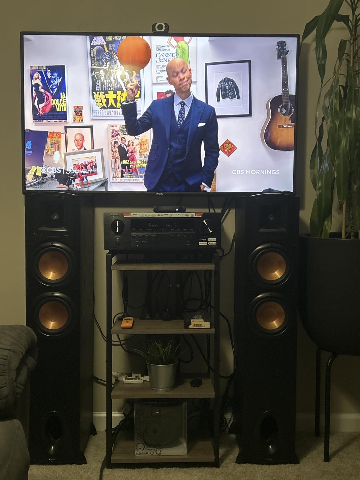 HOOBRO 4-Tier AV Media Stand, Media Console with Charging Station & LED Light | Wooden Stereo Cabinet, Corner TV Stand, Record Player, Entertainment Device Stand, Rustic Brown and Black BF38UDCJ01 customer photo 2