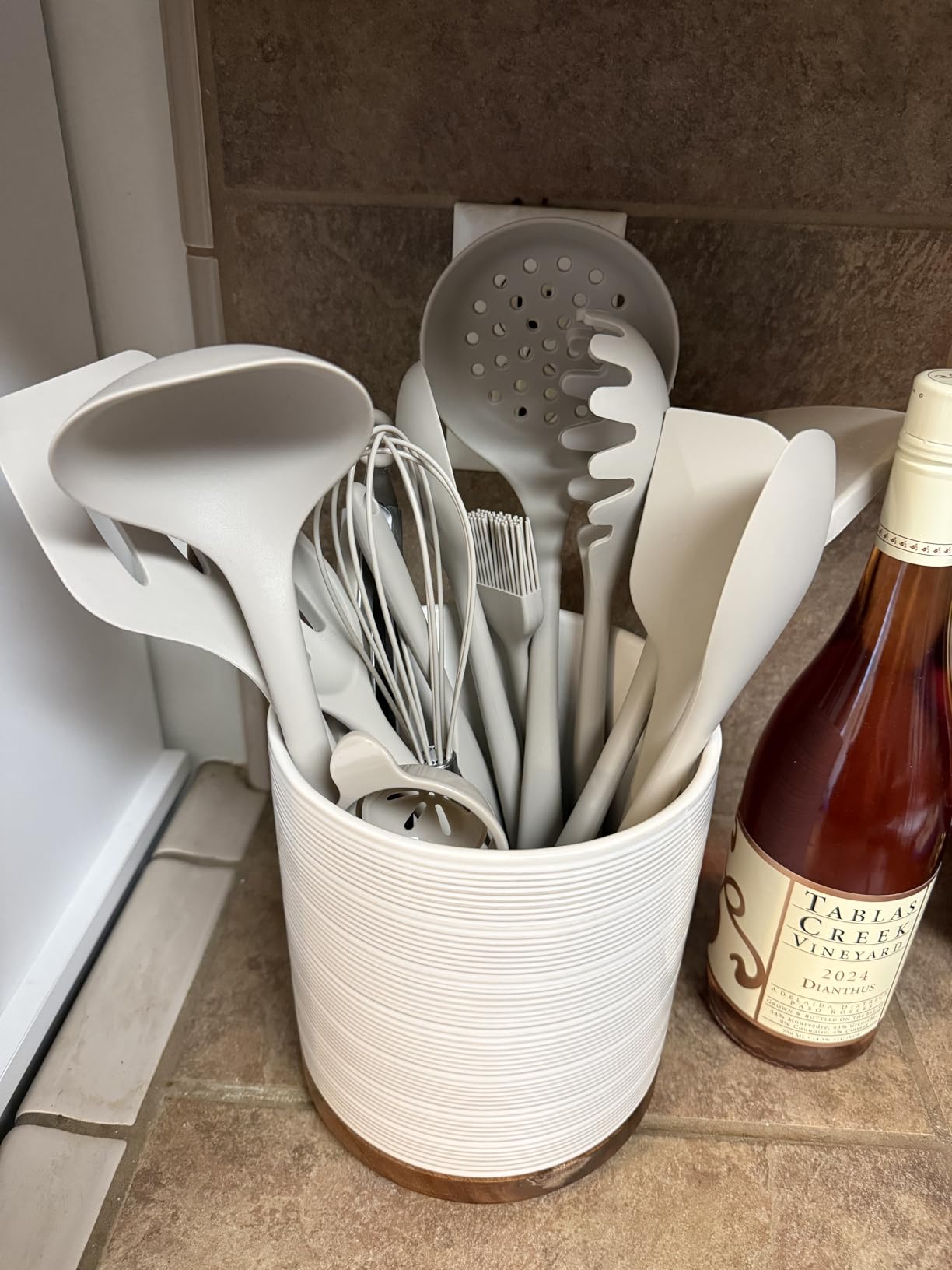 Utensil Holder, 360° Rotating Extra Large Ceramic Kitchen Utensil Holder for Countertop, 7.3