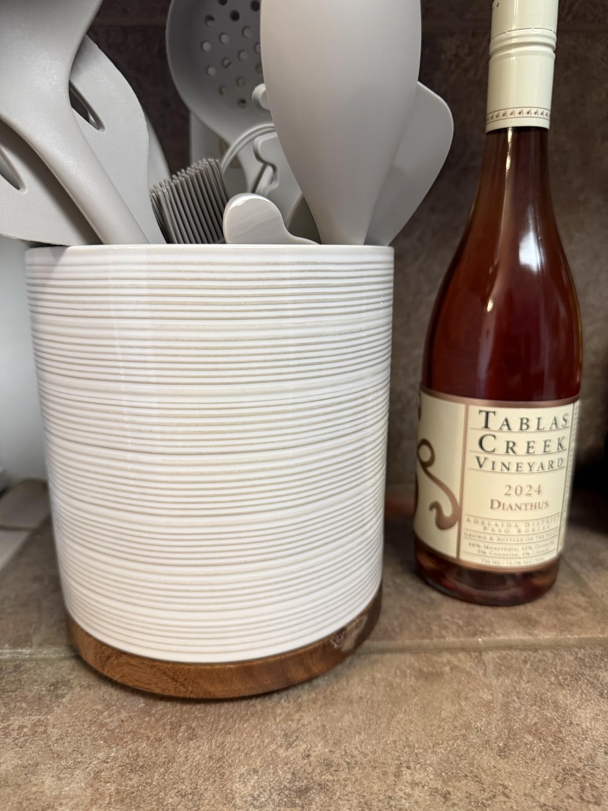 Utensil Holder, 360° Rotating Extra Large Ceramic Kitchen Utensil Holder for Countertop, 7.3