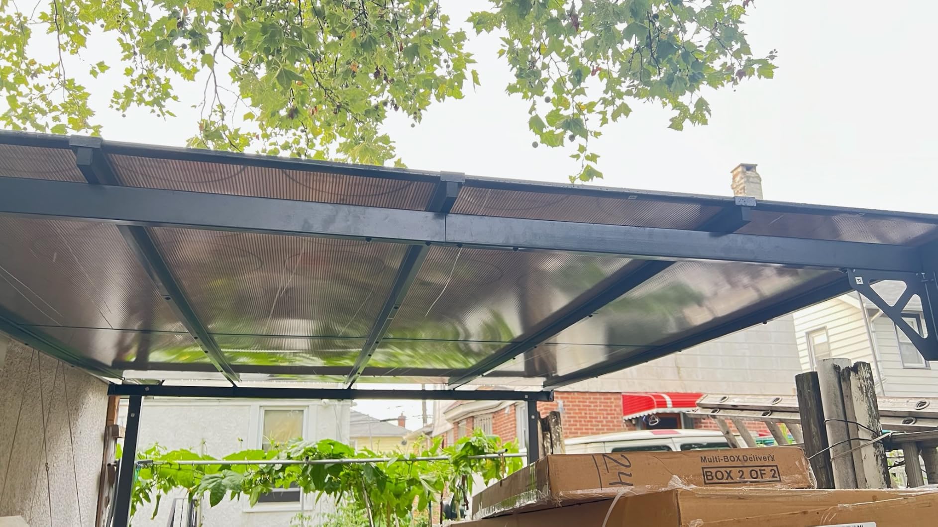 Aoxun 12'x10' Gazebo for Patio, Gazebo Pergola with Sloped Roof, Black | Heavy Duty Aluminum Frame Lean to Gazebo, Wall Mounted Gazebos Pergola on Clearance, Awnings for Patio, Decks, Backyard customer photo 2