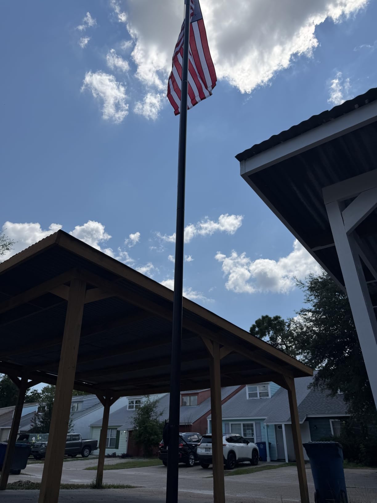 20FT Heavy Duty Flag Pole, 12-Gauge Aluminum, 100MPH Wind Tested | Extra Thick Residential & Commercial Flagpole Kit for Outside House - Includes USA Flag & All Hardware to Fly Two Flags customer photo 1