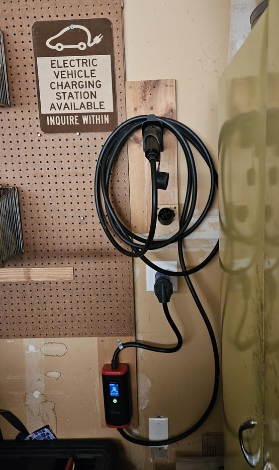 MECMO EV Charger Holder SAE J1772 Wall Mount Charging Cable Hanger Organizer, Nozzle Holster Dock Electric Vehicle EVSE PHEV Car Plug Space Saving Garage Wall Connector customer photo 2