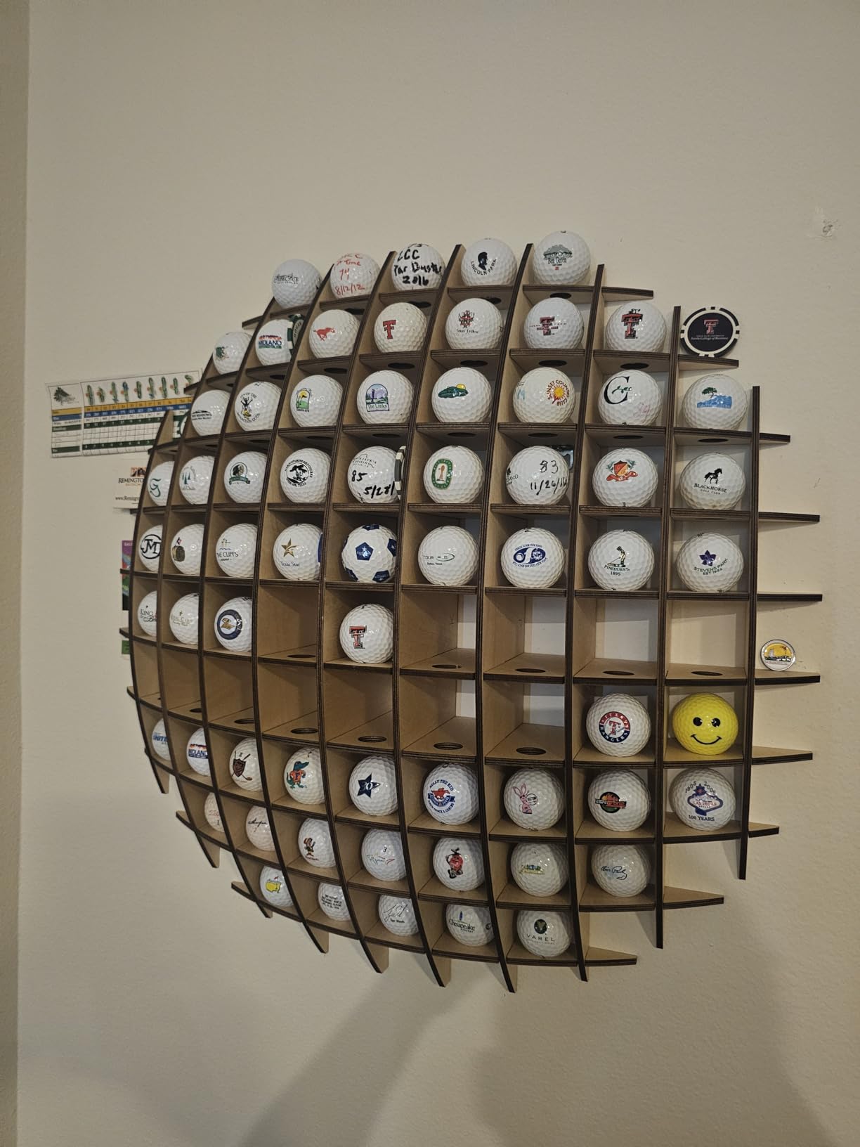 Golf Ball Display Case Wall Mount Rack Golf Ball Collection Holder | Holds up to 78 Golf Balls, Wooden Ball-Shaped, For Living Room, Office, or Den, Great for Golf Enthusiasts customer photo 1