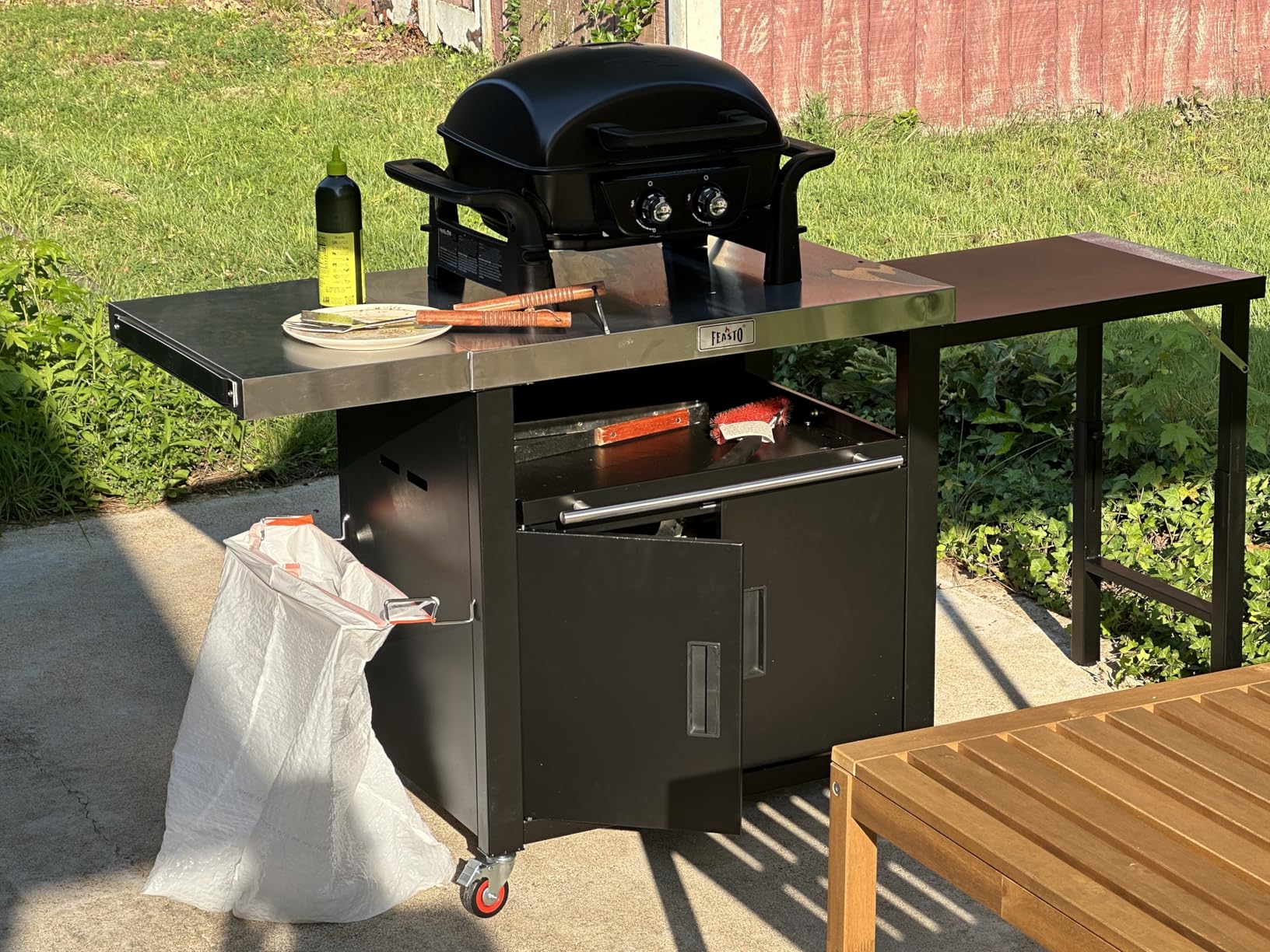 Feasto Outdoor Kitchen Island with Cabinet, 74