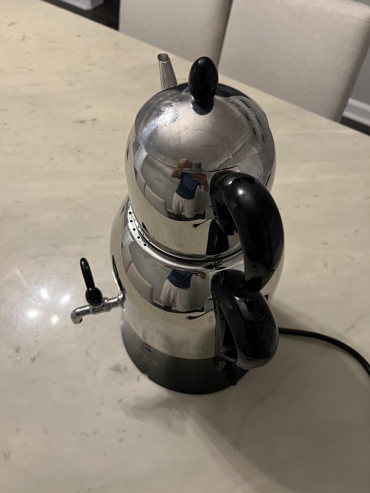 Korkmaz Samovar, Electric Turkish Tea Maker Set, Double Pots Tea Machine, Hanedan Stainless Steel Pot | 1.37 Qt+ 3.69 Qt | 110 V US Plug customer photo 1