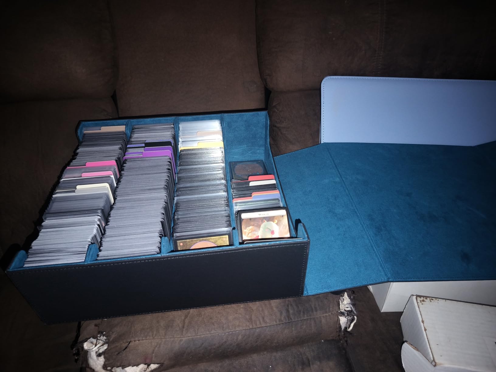MoKo Trading Card Storage Box for MTG, 3000+ Card Organizer, Black Blue | MTG Deck Box, w/ 24 Colorful Dividers & 4 Card Supporters, MTG Card Storage for Magic Game, TCG, PTG Baseball and Sport Cards customer photo 1