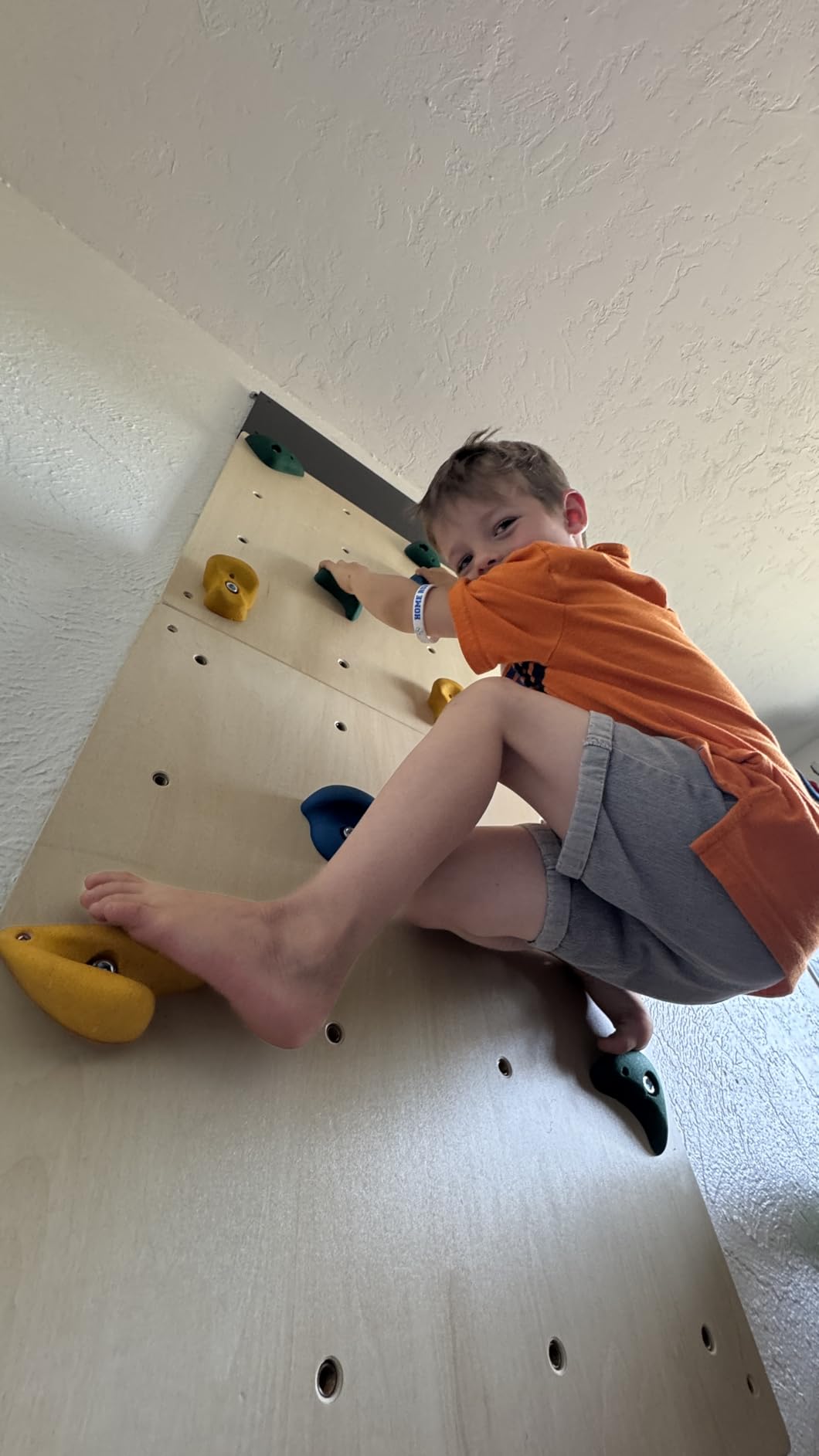 ComfyBumpy Rock Climbing Wall for Kids | Indoor Playground Play Gym Set with Drawing Blackboard & 12 Non-Slip Holds | Durable Wooden Climber for Ages 3+ | 132 lbs Capacity | Easy Assembly customer photo 1