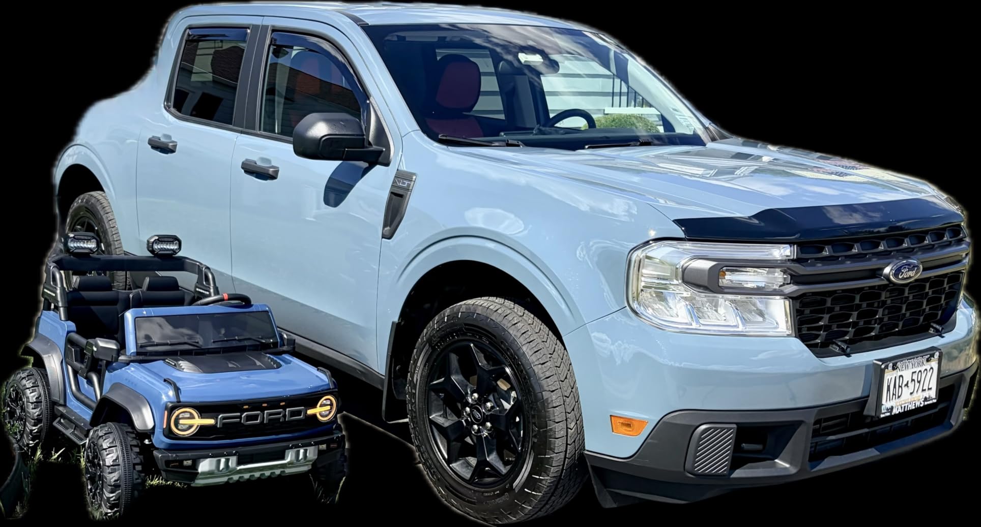 ENYOPRO 2 Seater Ride On Car for Kids, 24V Licensed Ford Bronco Raptor Electric Power Ride On Truck Toy with Remote Control, 4 Wheels Shock Absorption, Soft Start, Bluetooth, Radio, 3 Speed - Blue customer photo 2
