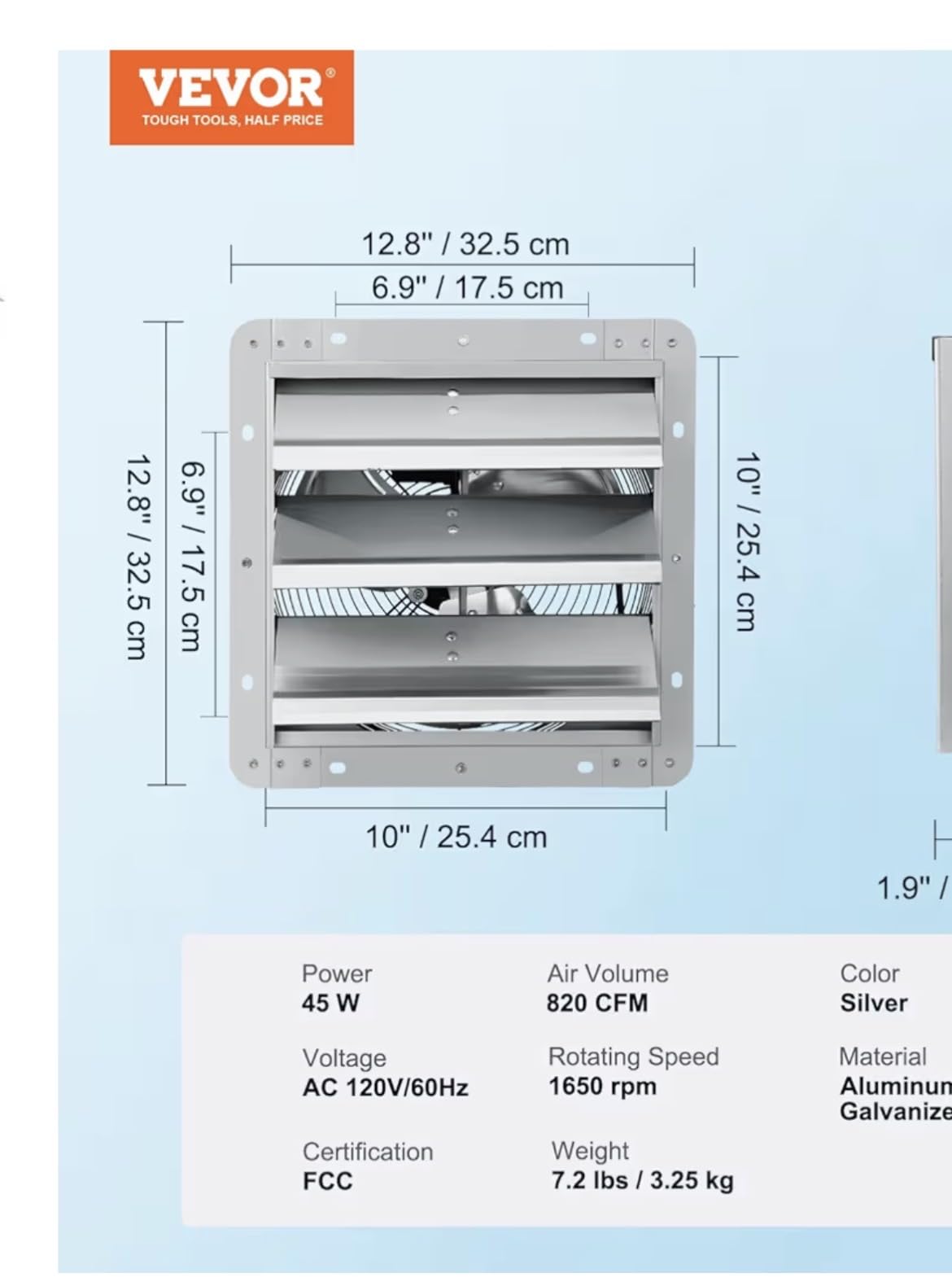 VEVOR 24 Inch Shutter Exhaust Fan Wall Mounted Automatic Louvers Silver, Sturdy Steel Housing, Low Noise, AC Motor, 7030 CFM Ventilation and Cooling for Attic, Garage, Barn, Greenhouse, Workshop customer photo 2